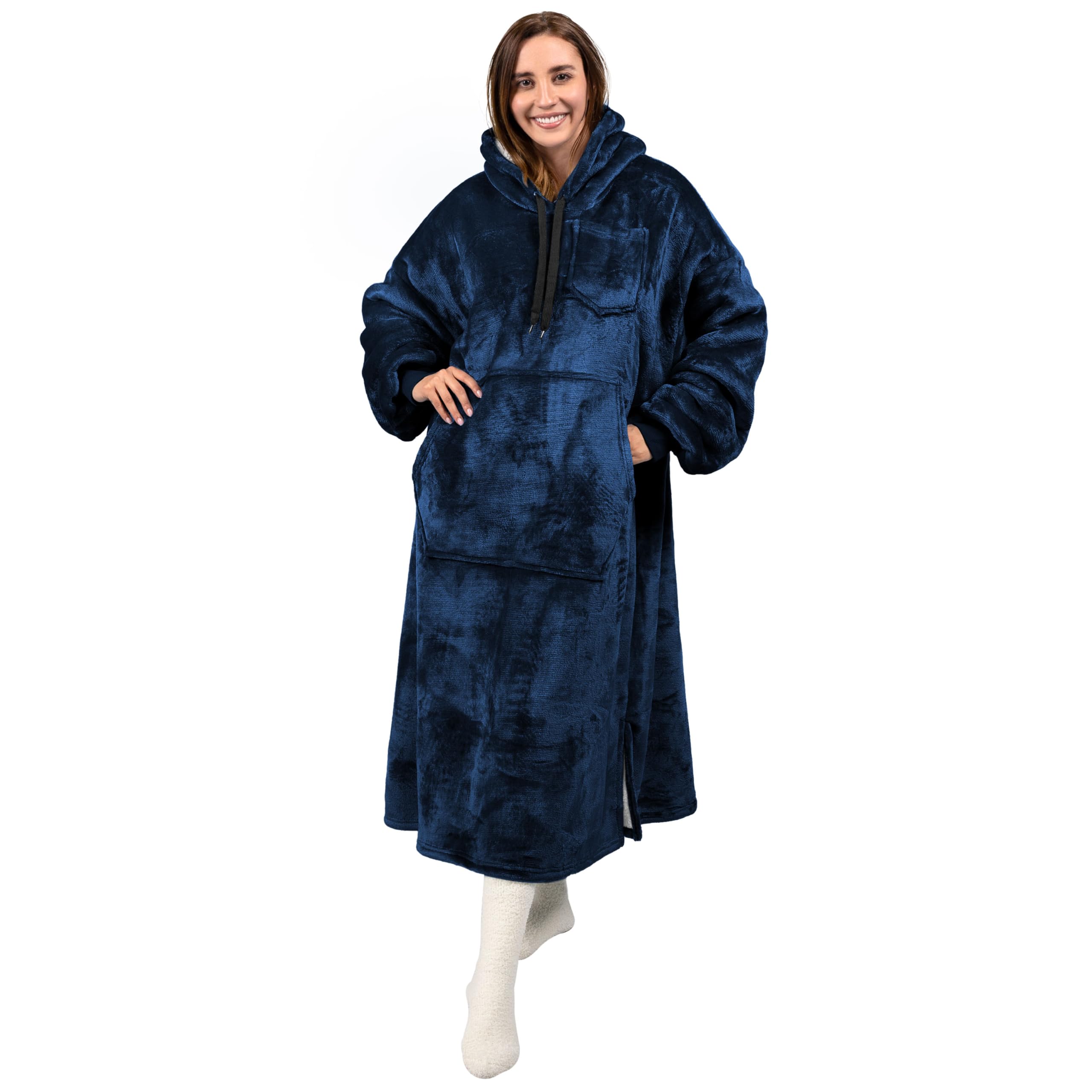 PAVILIA Koc z kapturem dla kobiet, koc do noszenia Sherpa, męski, przytulny koc oversize, koc z kapturem