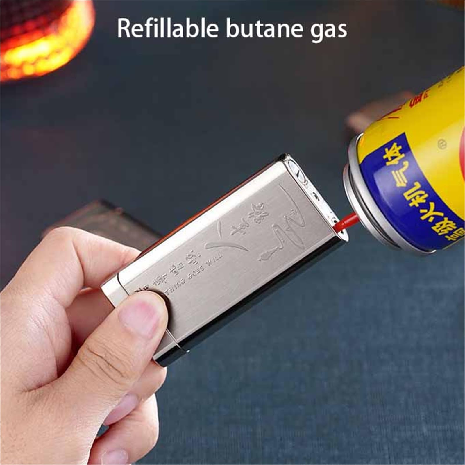 Encendedor de butano resistente al viento, encendedor de llama de chorro con tamaño de llama ajustable, ideal para puros, camping, barbacoa y actividades al aire libre, gran regalo para hombres