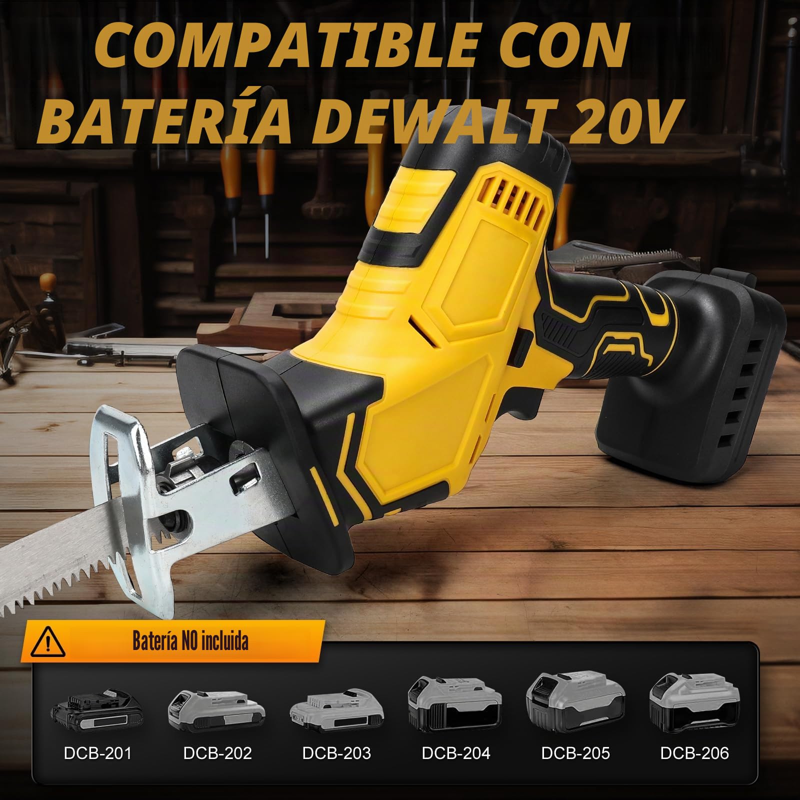WingFly Sierra sable inalámbrica para Dewalt 18 V, 20 V batería, Sierra Alternativa profesional con 4 hojas, 2700 rpm, Sierra Recíproca Eléctrica con Velocidad Variable