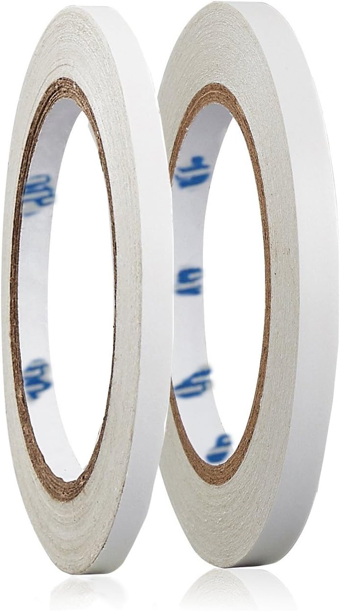 Nnty Gluck 2 Rolls Double Sided Adhesive Tape (Each 55 Yards, 1/3" inch and 1/4" inch Width) for DIY Crafts, Photos,Wallpaper,Documents, Scrapbooking, Ribbon, Cards and Boxes