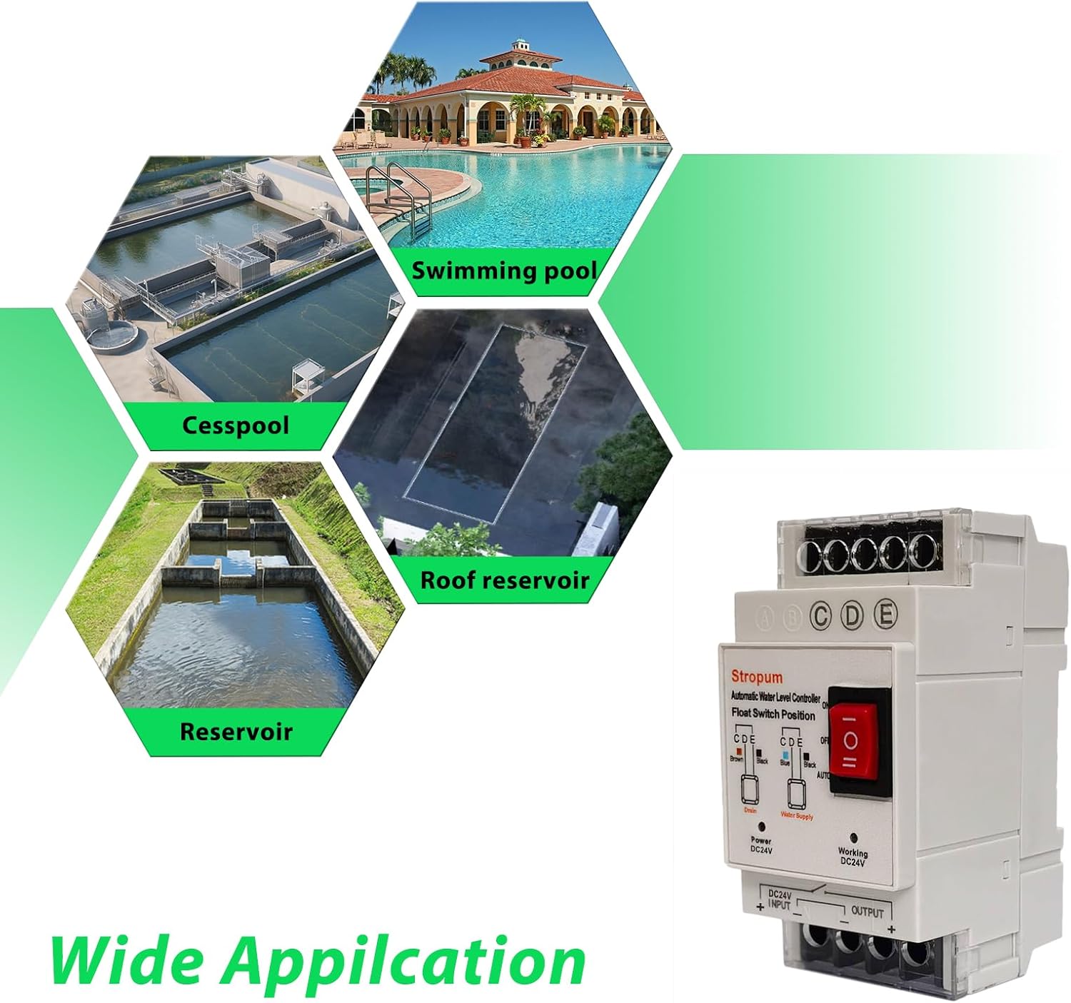 DC 24V Sump Pump Float Switch Controller,Auto Water Level Control, Liquid Level Sensor Detector Relay With 9.8Ft Float Switch For Sewage Pump, Water Tank, Septic Tank,FL-3