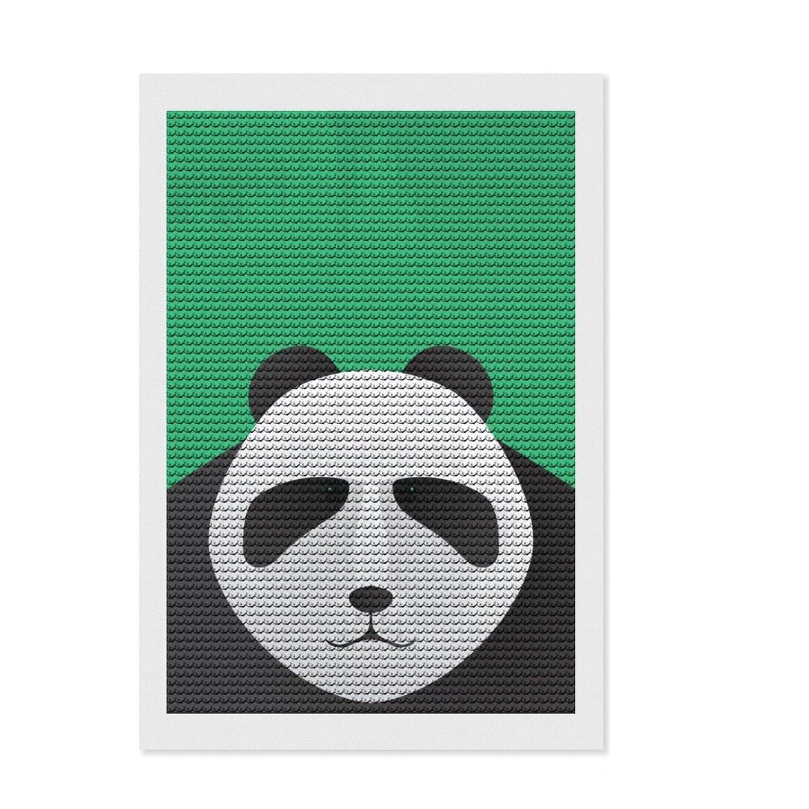 Junmoney Panda Bear Diamond Painting Kit 8"x12", Modern Decor, Living Room Decor, Round Gems, DIY Craft, Festive Home Decor