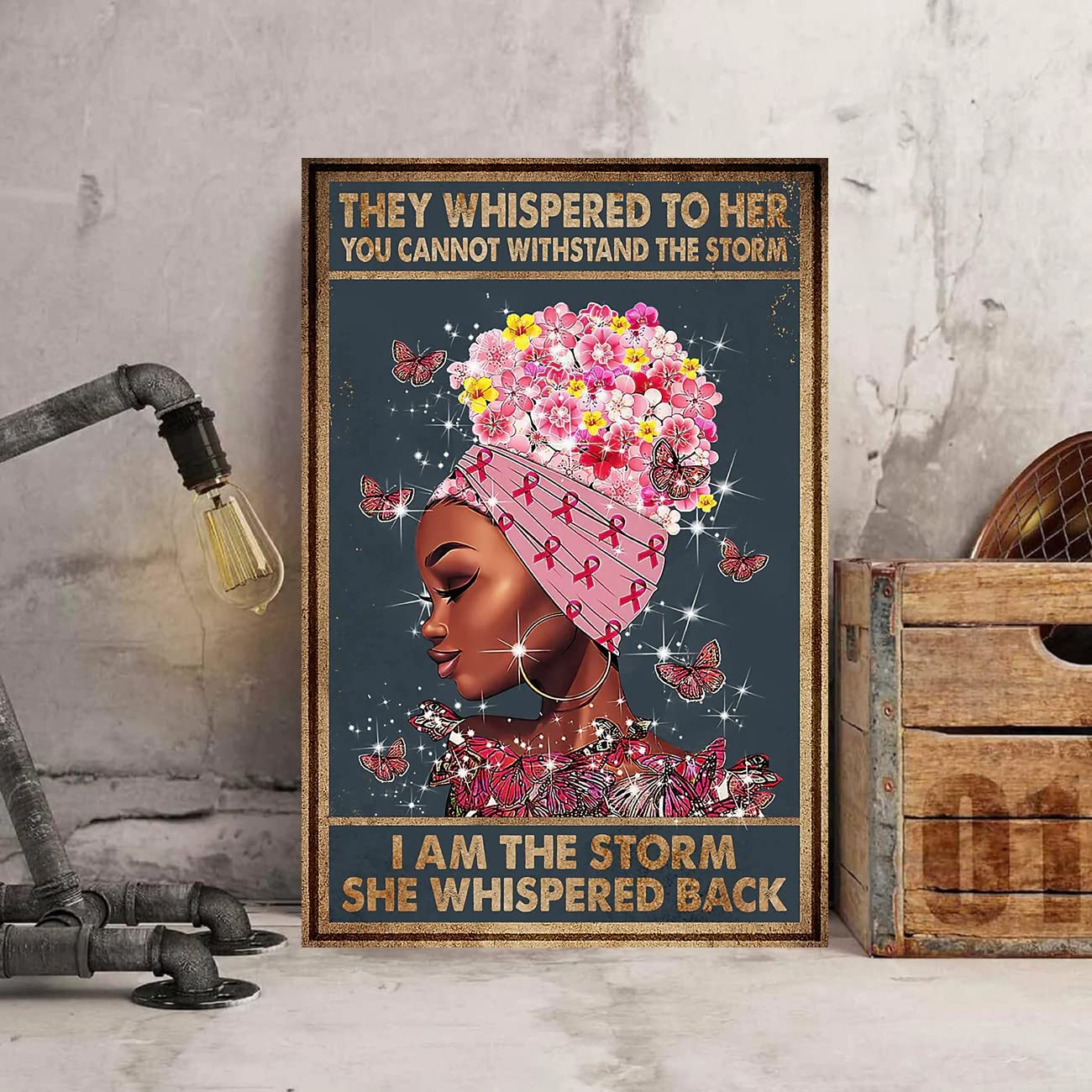 She Whispers I Am a Storm Poster Outdoor Indoor Sign Tin Plate Poster Wall Decor Vintage Tin Sign 12x16inch