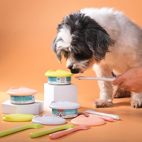 Miniatura 6 de 12 fundas y cucharas para latas de comida para mascotas, tapas de latas de silicona para gatos, cubiertas de comida húmeda, espátula y cuchara, se
