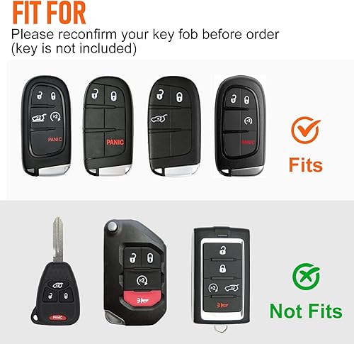 Miniatura 5 de Slohif Accesorios para llavero Jeep Grand Cherokee Renegade Chrysler 200 300 Dodge RAM Durango Charger Challenger Journey Dart Fiat 5 botones, funda