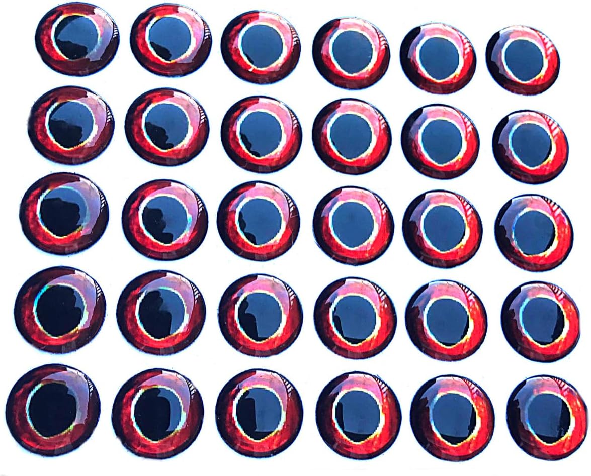 Brule 3-D Holographic Epoxy Fish Eyes (5mm-20mm) 60 Pack, Handpoured, Fishing Fly Tying Lures DIY Crafts