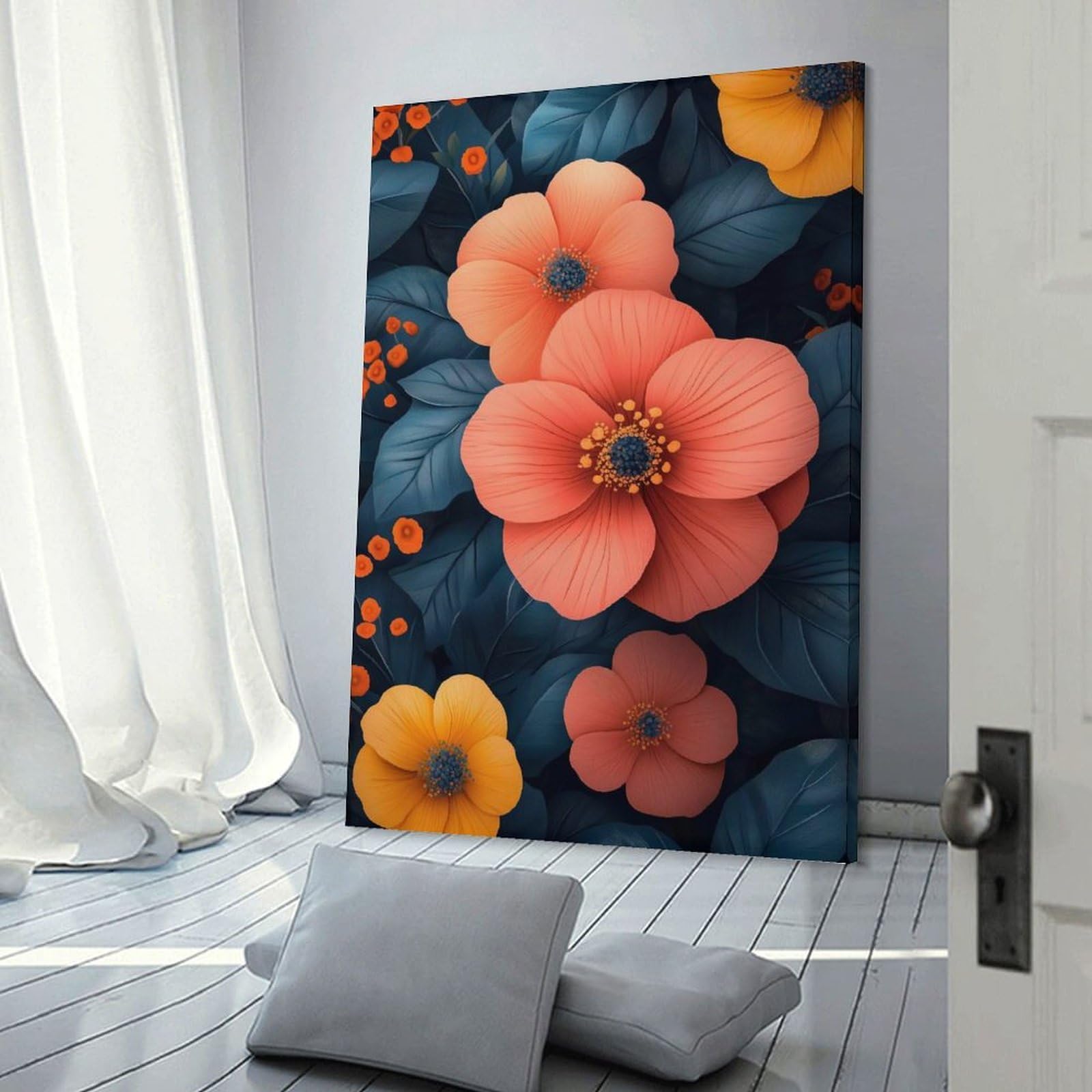 Junmoney Floral Art Print Wall Art Print, 24x36inch(60x90cm), for Study, Office Or Focused Interiors, Home Office Artwork with Decorative Appeal
