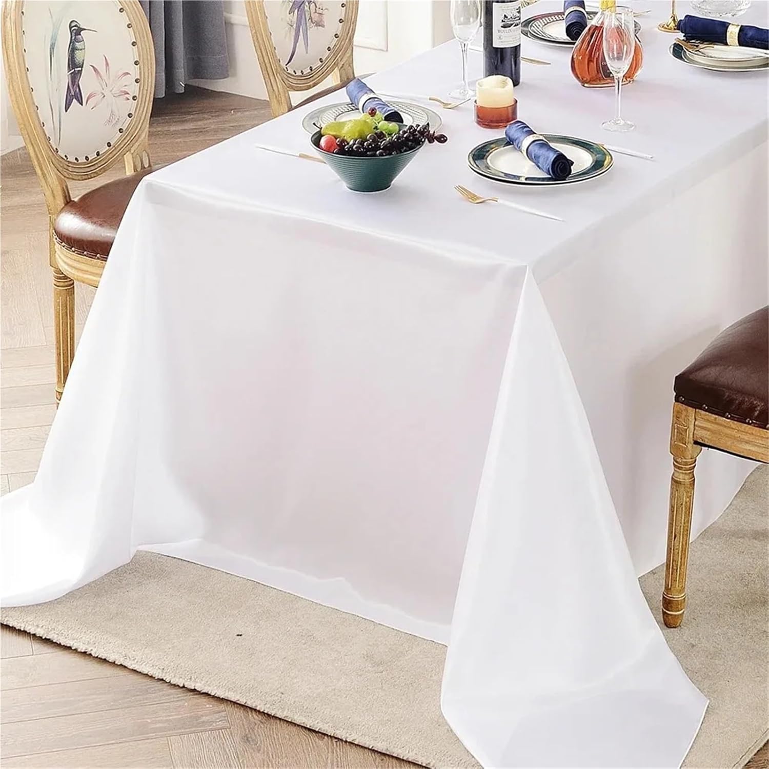 Black and Gold Round Tablecloth 3pcs Satin Tablecloth Wedding Table Cloth White Black for Party Birthday Events Banquet Decor Home Dinner(Black,145x275cm)