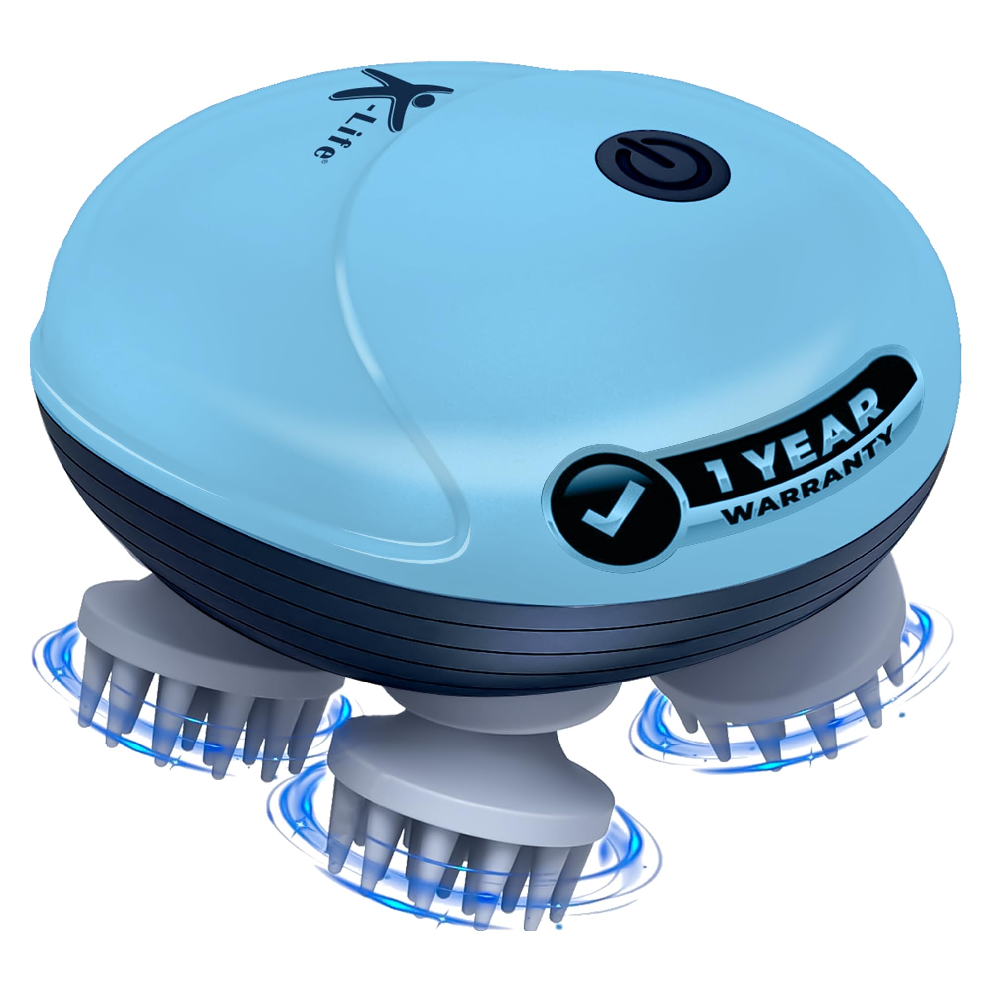 - K-life Scalp Massager | Head Massager | Hair Massager For Hair Growth | Portable Neck Massager Mini | 96 Silicon Points with Detachable & Washable Heads | 3 Speed Modes | Stress Relax Sky Blue