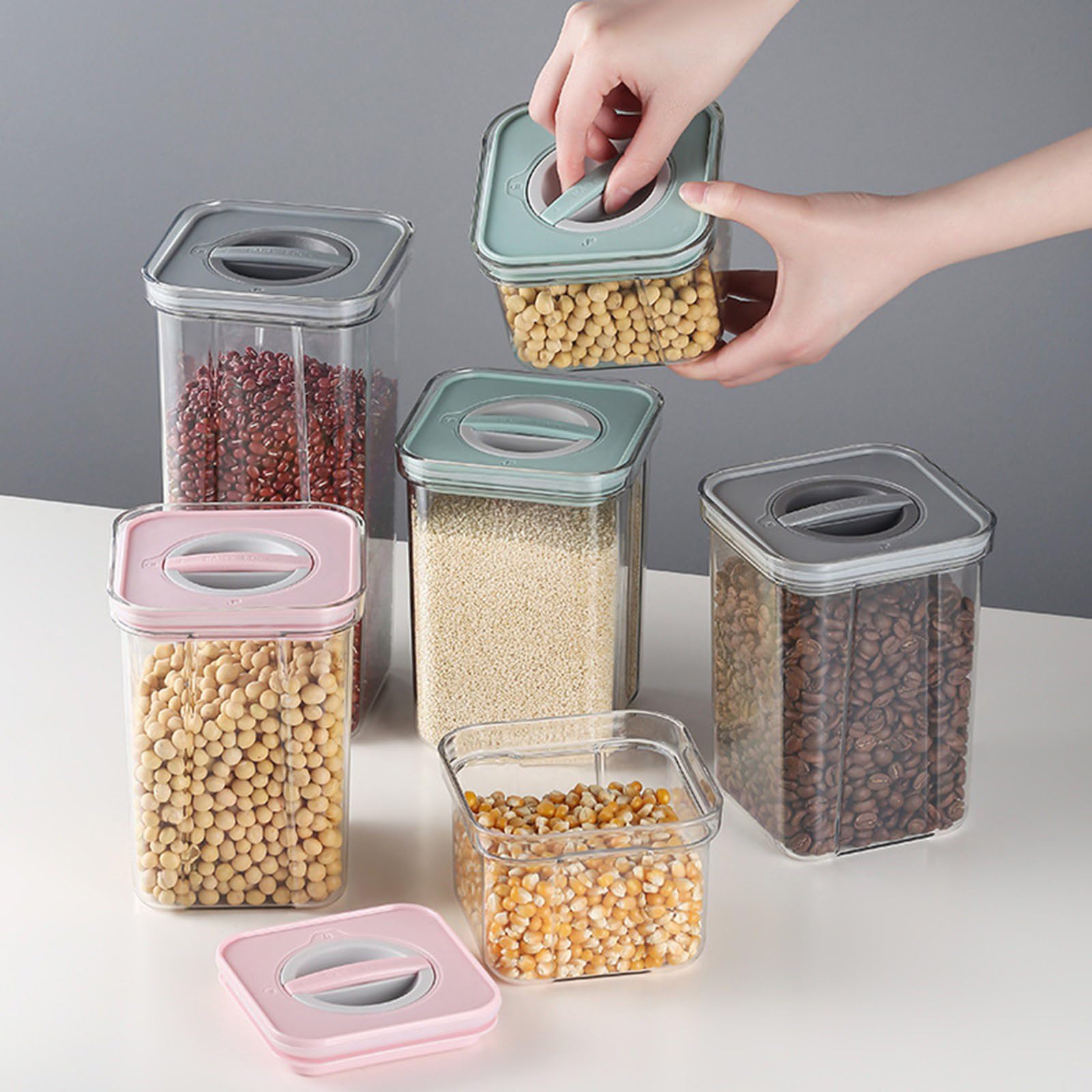 Set organizzatori da Cucina 3 contenitori Trasparenti attorcigliati per Un Facile Accesso agli ingredienti