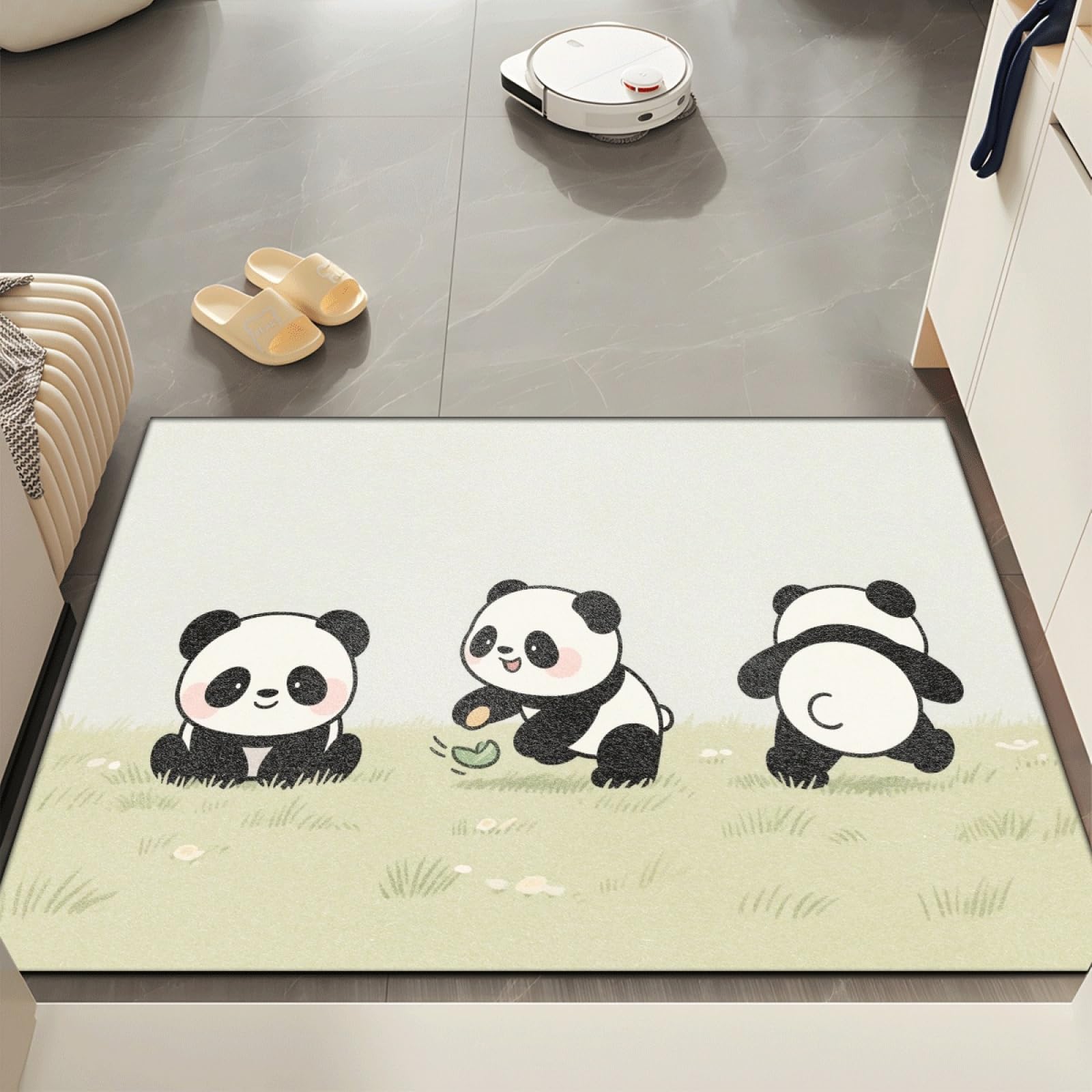 Fussmatte Innen 80x120 cm Süße Schwarze Panda Fussmatte Aussen rutschfeste für Hund Eingang Badematte Waschbar Schmutzfangmatte Strapazierfähige und Langlebige Fussmatten Haustür
