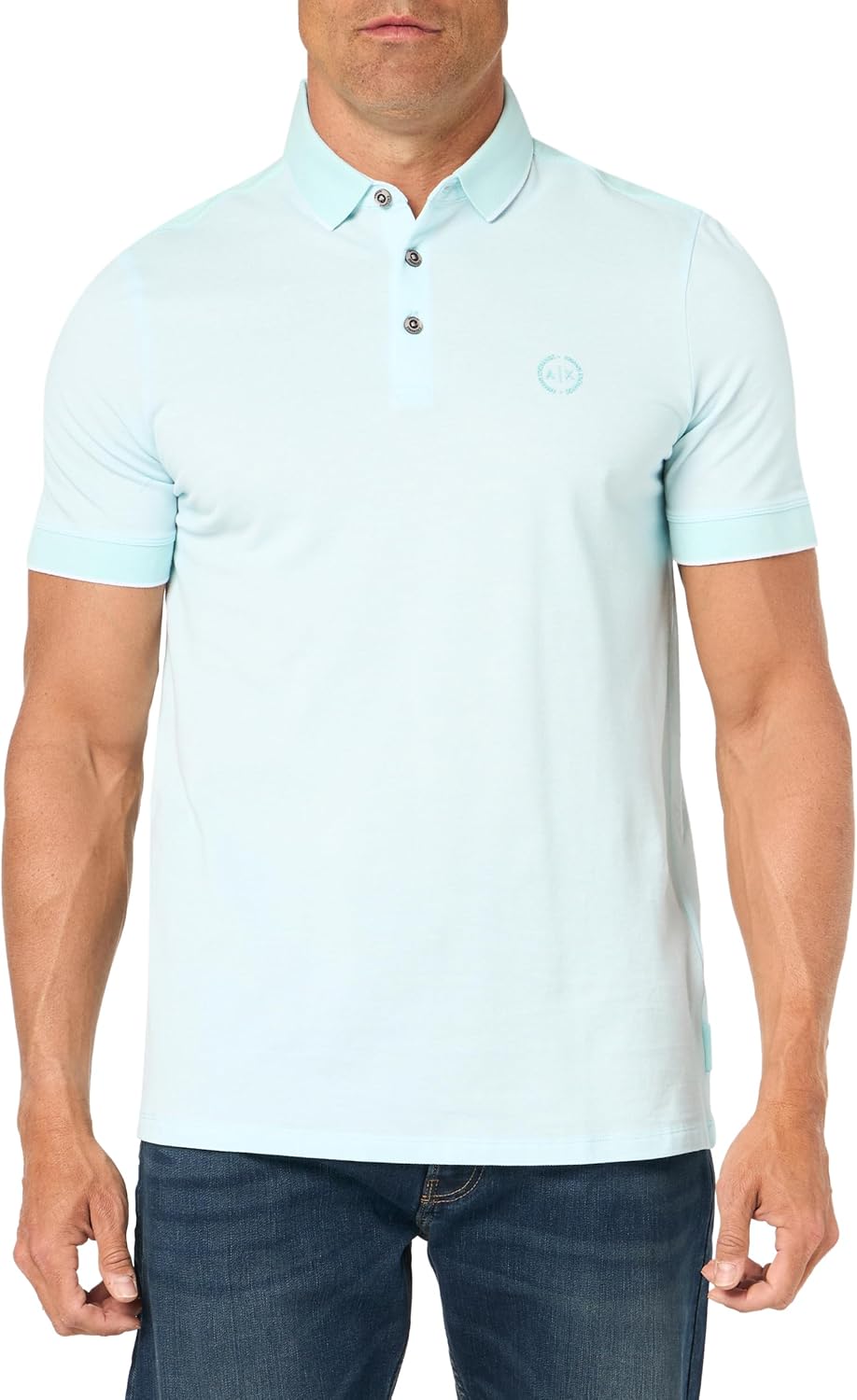 Armani Exchange Mens Slim Fit Cotton Piquet Heathered Polo