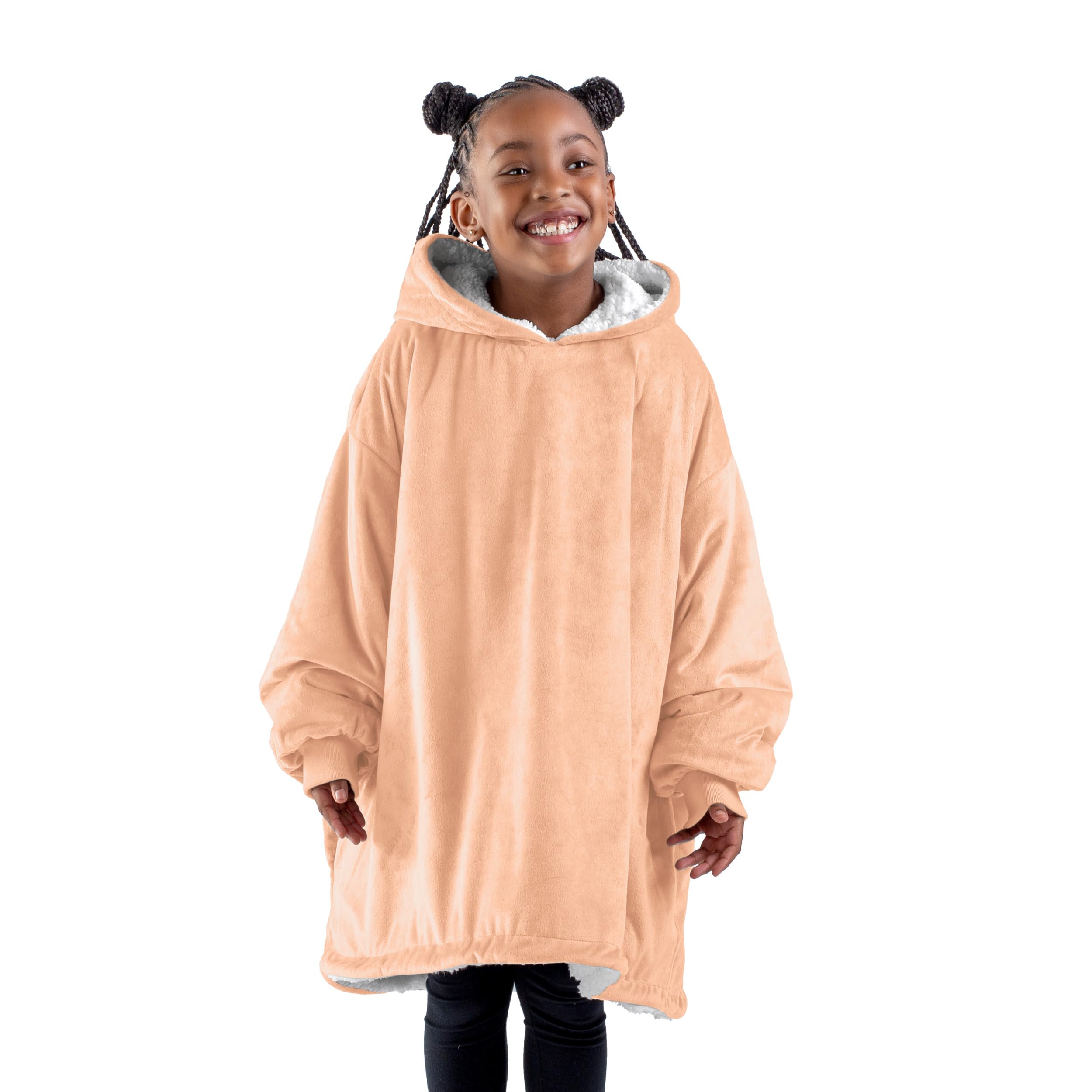 Bare Home Wearable Blanket Hoodie - Soft Plush Sherpa - Warm and Cozy - Oversized Wearable Blanket