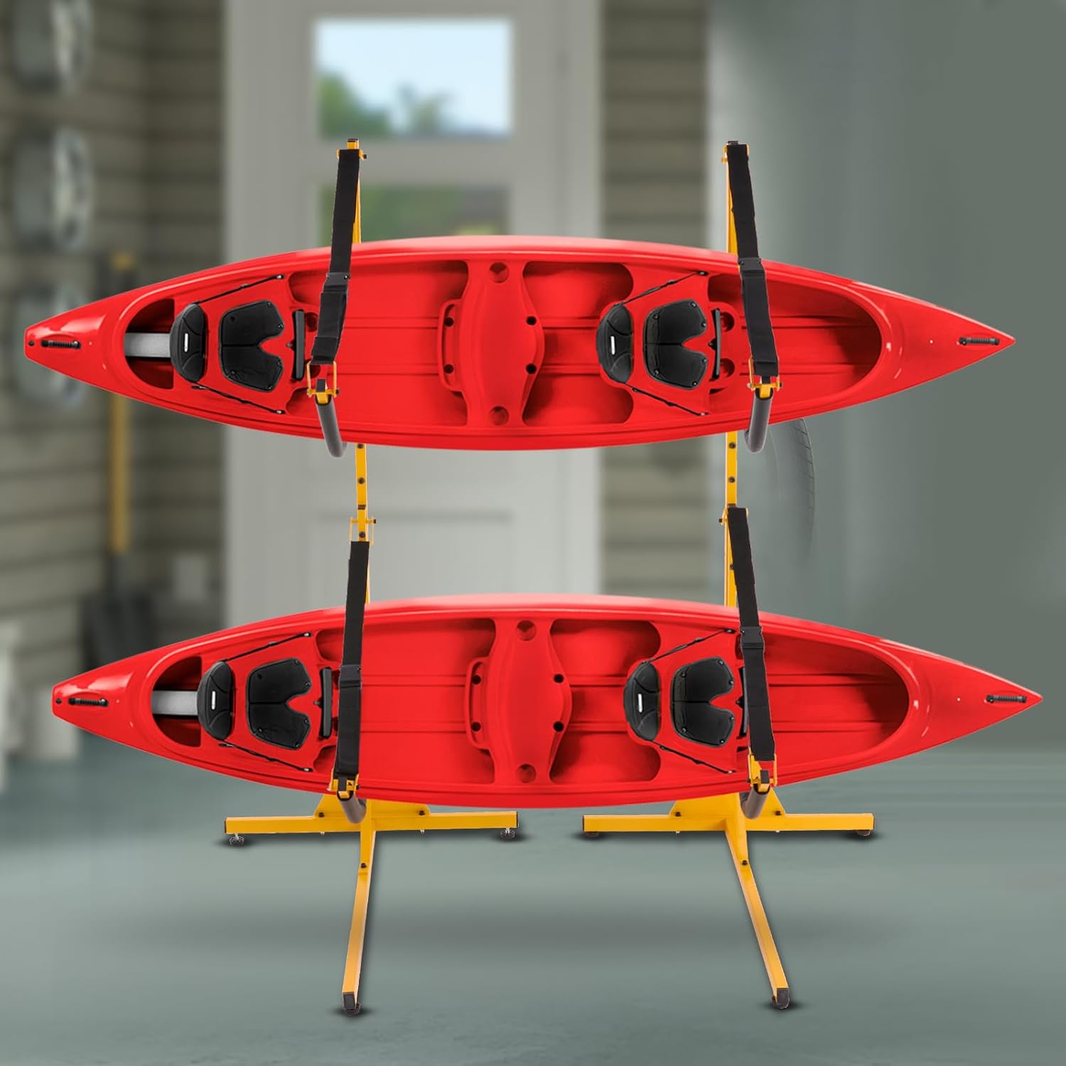 Double Kayak Storage Rack - 240 lbs Capacity - Free Standing Surfboard Storage Rack Storage Rack for Kayak Canoe Boat Paddle Board, Perfect for Indoor Outdoor or Garage(2 Pack)