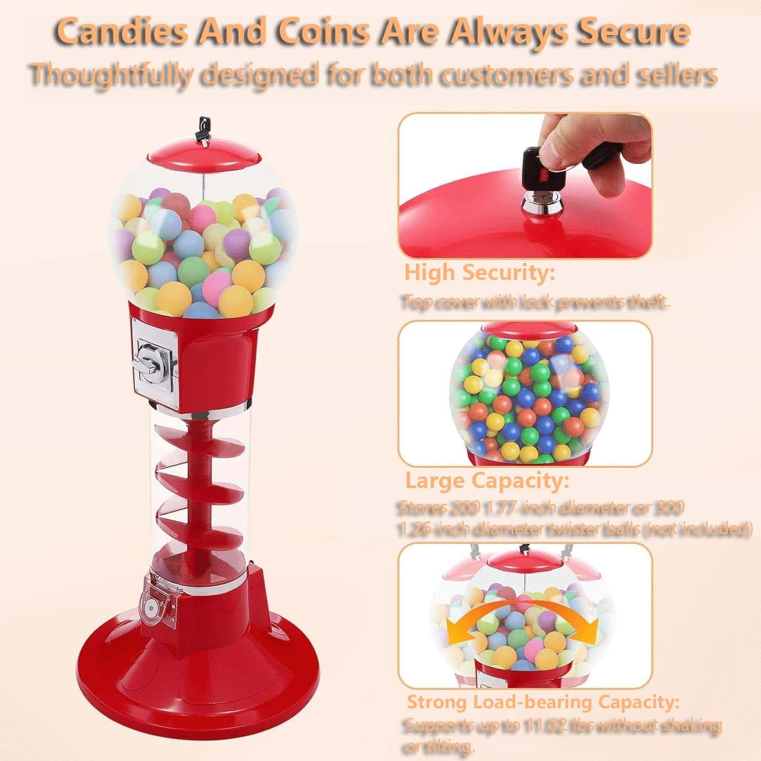 Gashapon Expendedora de Cápsulas Dispensador de Bolas de Chicles Máquina Gacha de Dulces Máquina Gashapon de Cápsulas de Caramelos de Dulces para Cápsulas Retro Yellow