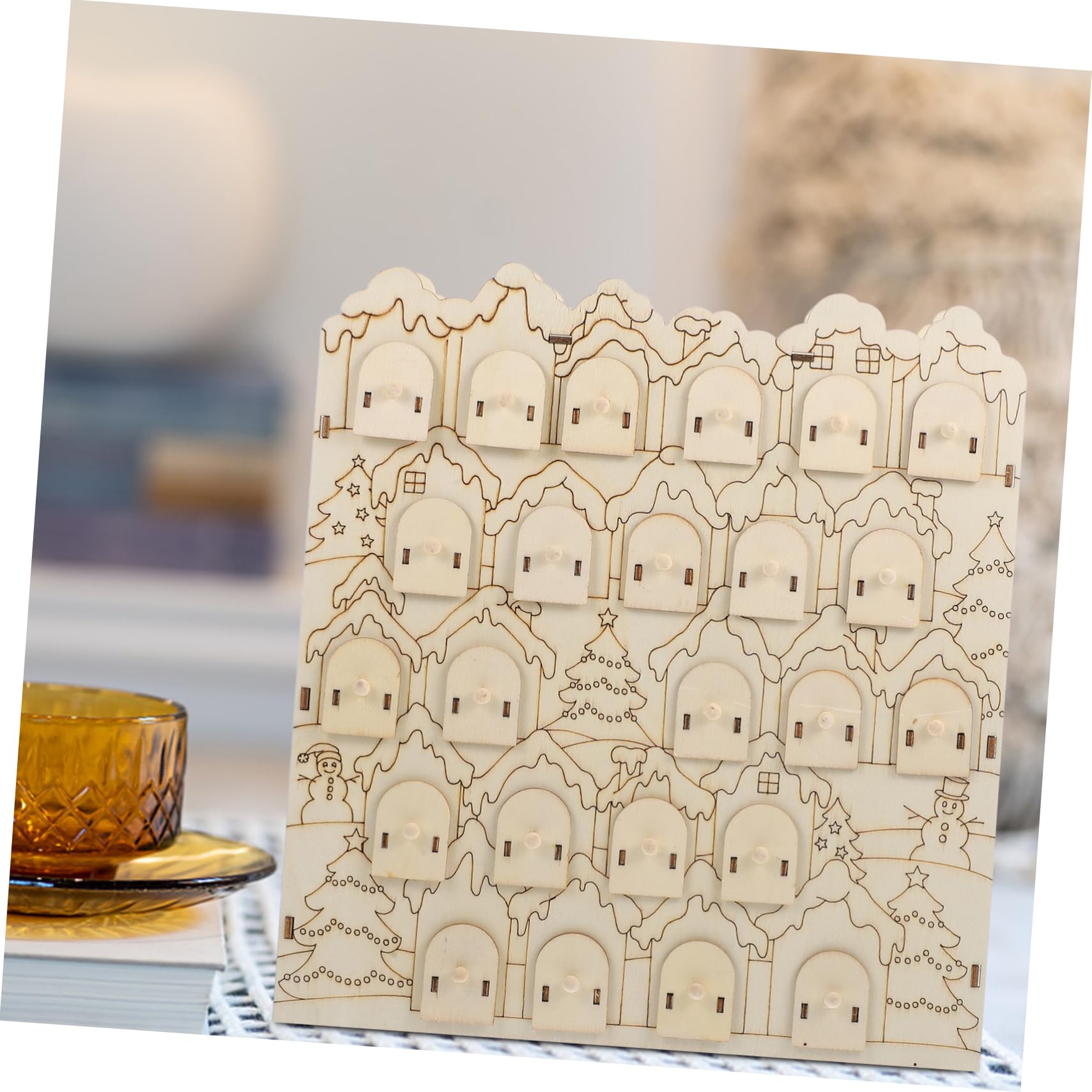 Alipis Holz Adventskalender mit Leeren für Weihnachten Countdown Wiederverwendbarer Dekorationskalender als Bastelidee für Zuhause