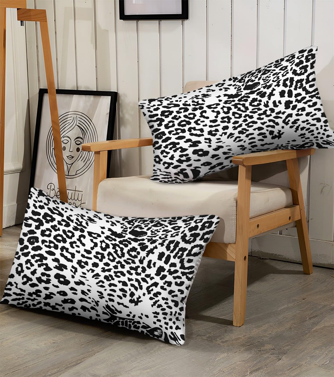 Sabana Bajera Leopardo Blanco Y Negro Microfibra Cepillada 135x190 cm para Colchón 30cm de Altura Tejido Suave Transpirable Hipoalergénico Antiácaros y Antibact