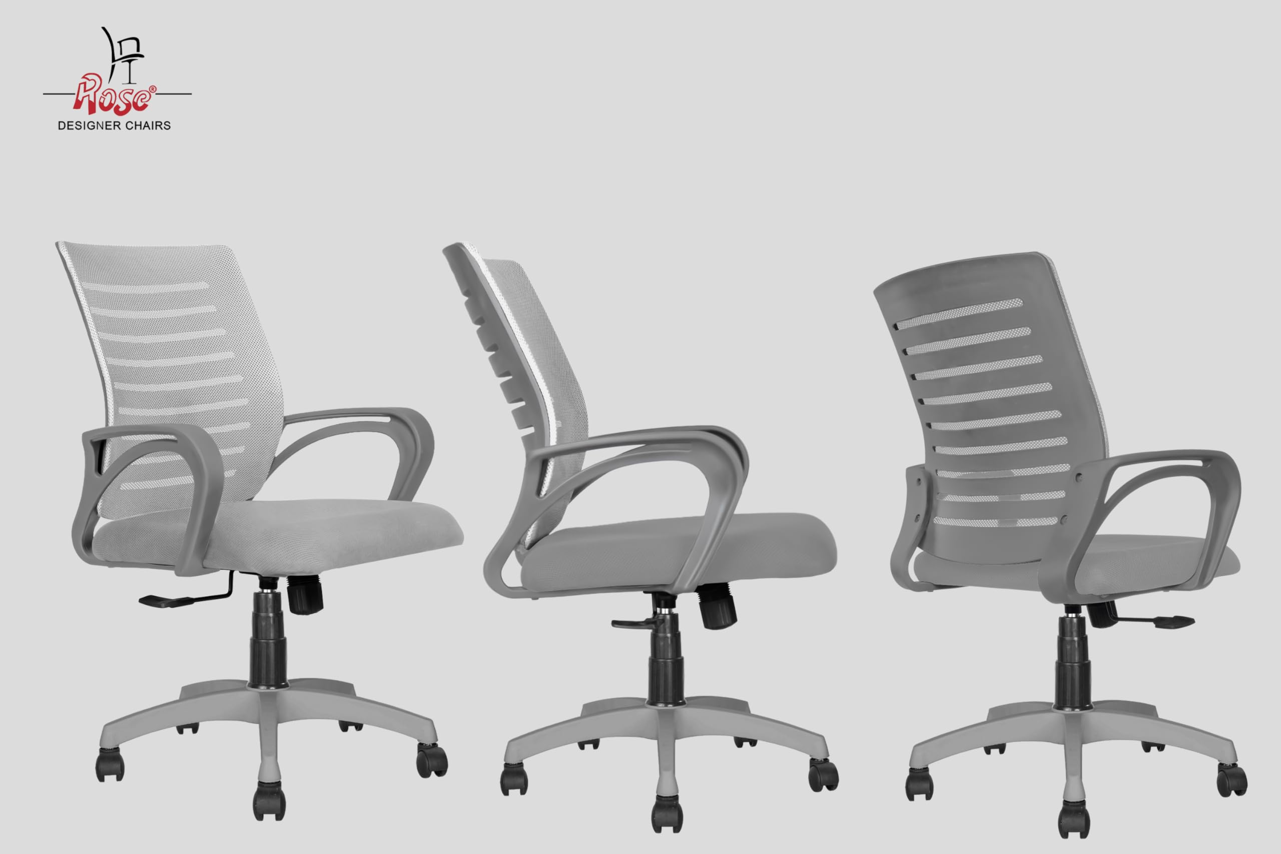 ROSE® Elite | 3 Years Brand Warranty | Ergonomic Office Chair, Study, WFH, Revolving, Rolling, Desk, Task, Laptop, Student Chair (Full Grey, Elite Pro MB) 3
