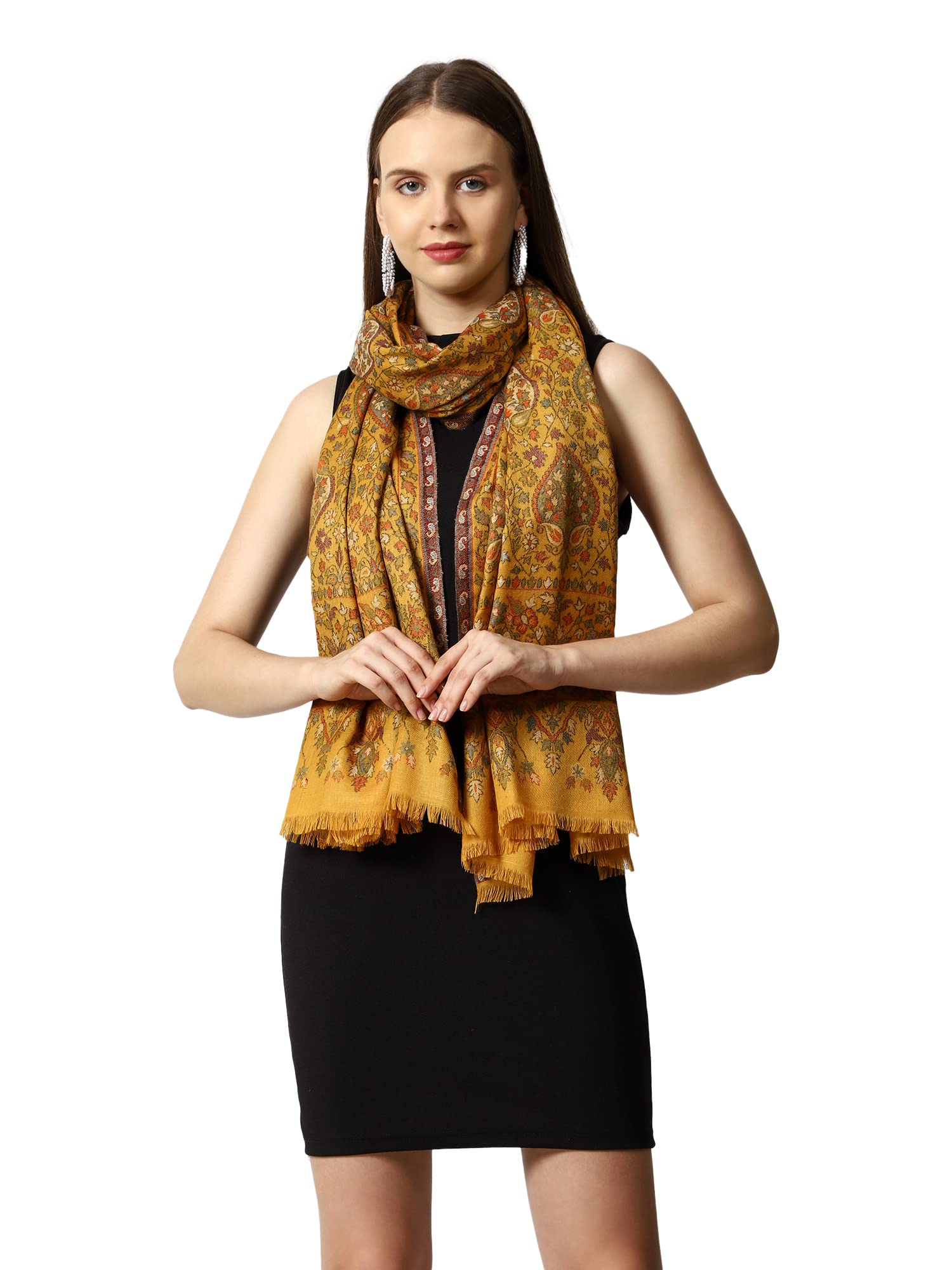 swi with label Women's Kashmiri Kani Wool Stole (2J201_Yellow)-picture-30