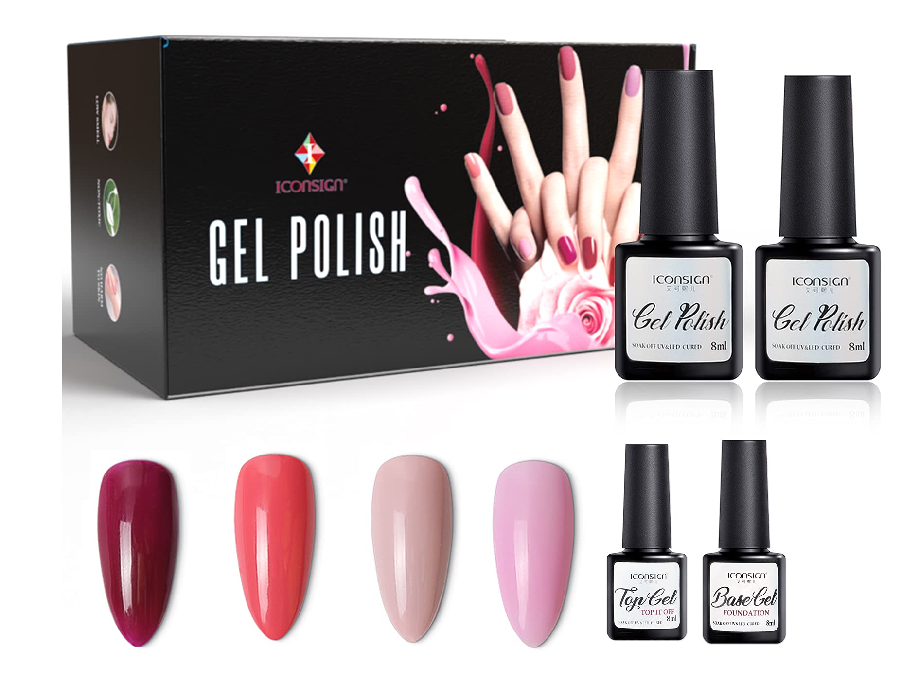 Sponsored Ad – 8ml 4 Nail Polish with Top Coat and Base Coat Gel Nail Polish Poly Gel Nail Polish Nail Art at All Seasons (Set D)