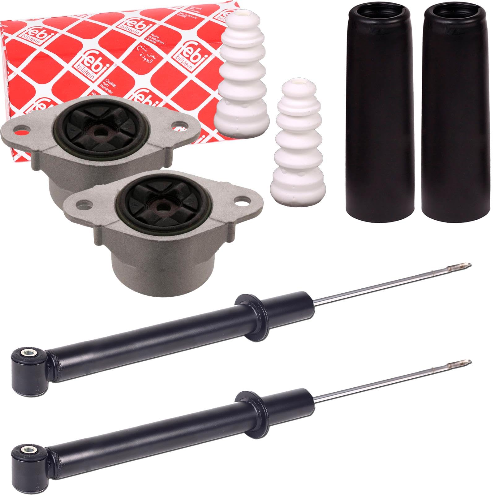 2x Gasdruck Stoßdämpfer hinten + Febi Domlager