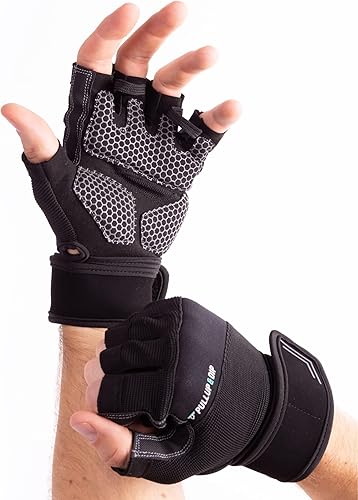 PULLUP & DIP Guantes de entrenamiento para levantamiento de pesas, guantes de fitness con vendaje de muñeca para hombres y mujeres, guantes de