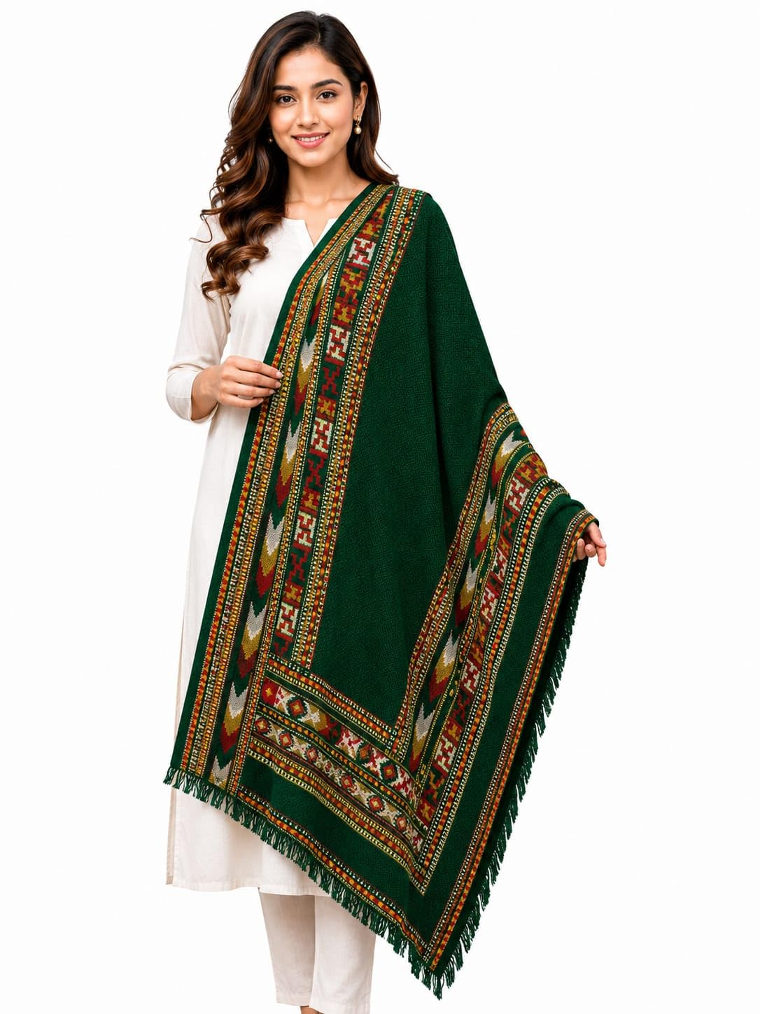 Women's Cotton Woven Shawl | Soft Lightweight Winter Wrap | Printed Design with Elegant Border | Warm Stole for Casual Wear, Office, Travel & Traditional Occasions-image-49