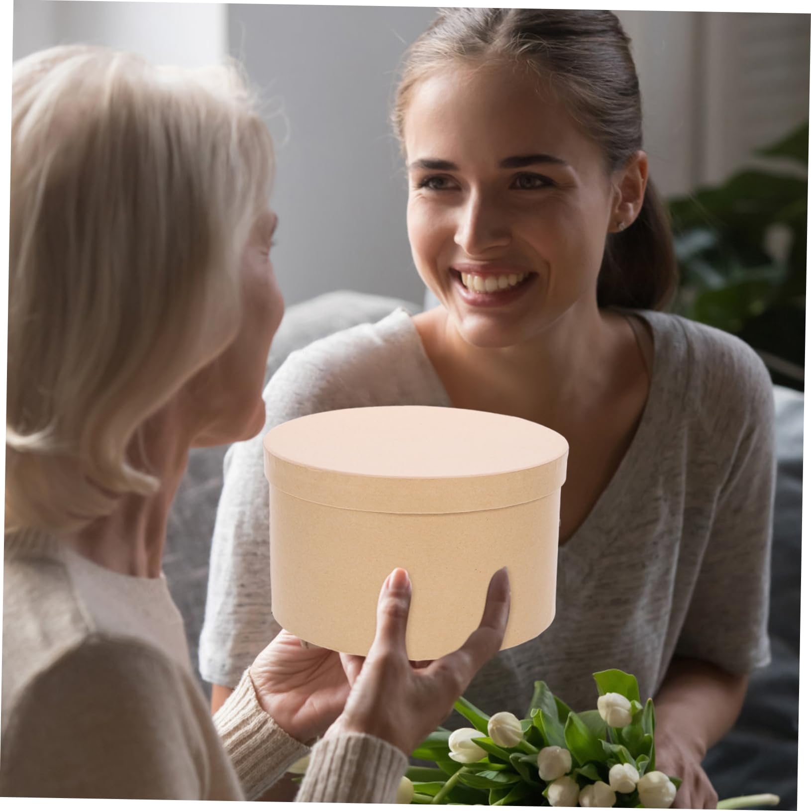 Beaupretty Scatola Regalo Rotonda in Carta Kraft Khaki, Elegante e Delicata, Dolcetti e Rossetto, Resistente e Decorativa, per Confezionare e Decorare Stanze