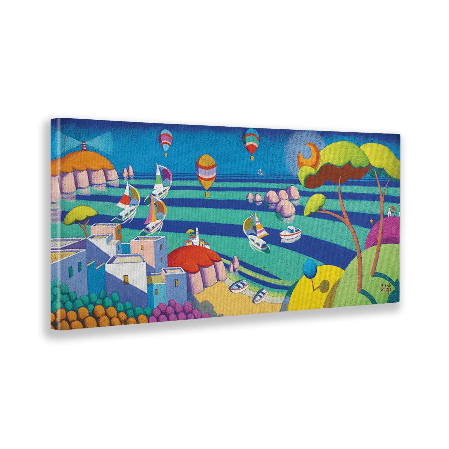 Giallobus - Quadro - Stefano Calisti - Mare d'estate - Tela canvas - 140x60 - Pronto da appendere - Quadri moderni per la casa