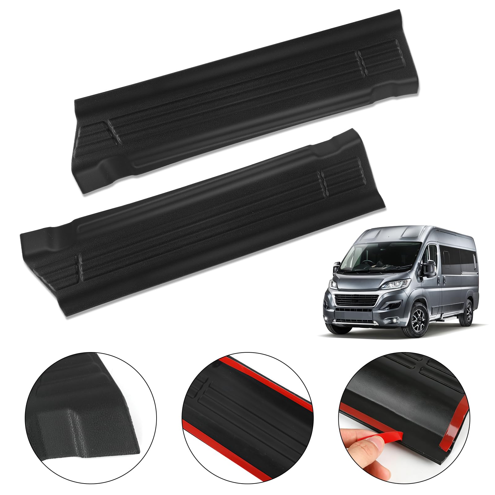 2PCS Plaques de seuil de porte en plastique de remplacement pour Fiat Ducato/Peugeot Boxer/Citroen Jumper 2006-2023, Protection latérale ABS pour seuil de porte gauche et droit