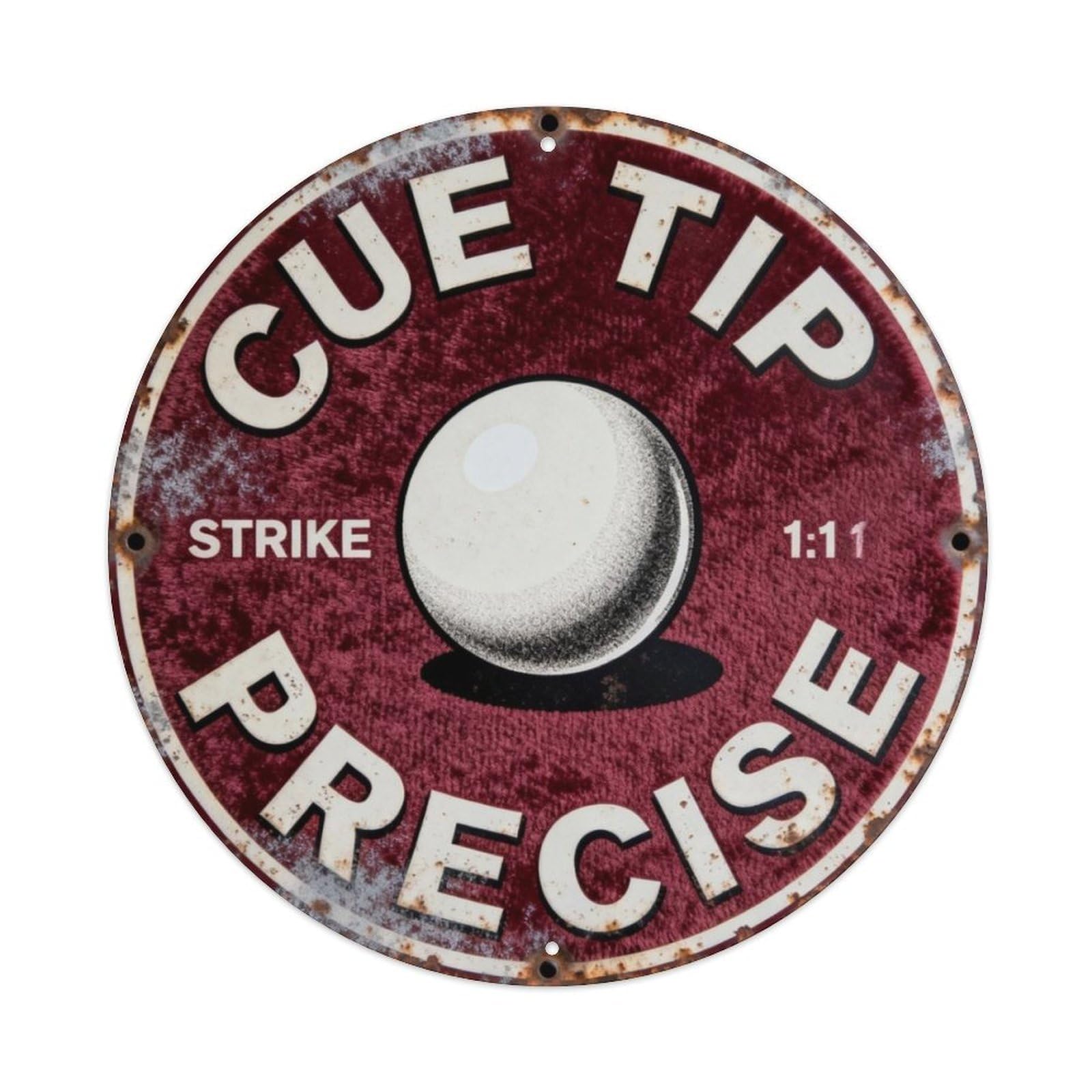 Cue Tip Strike Precise Metal Tin Sign Plaque
