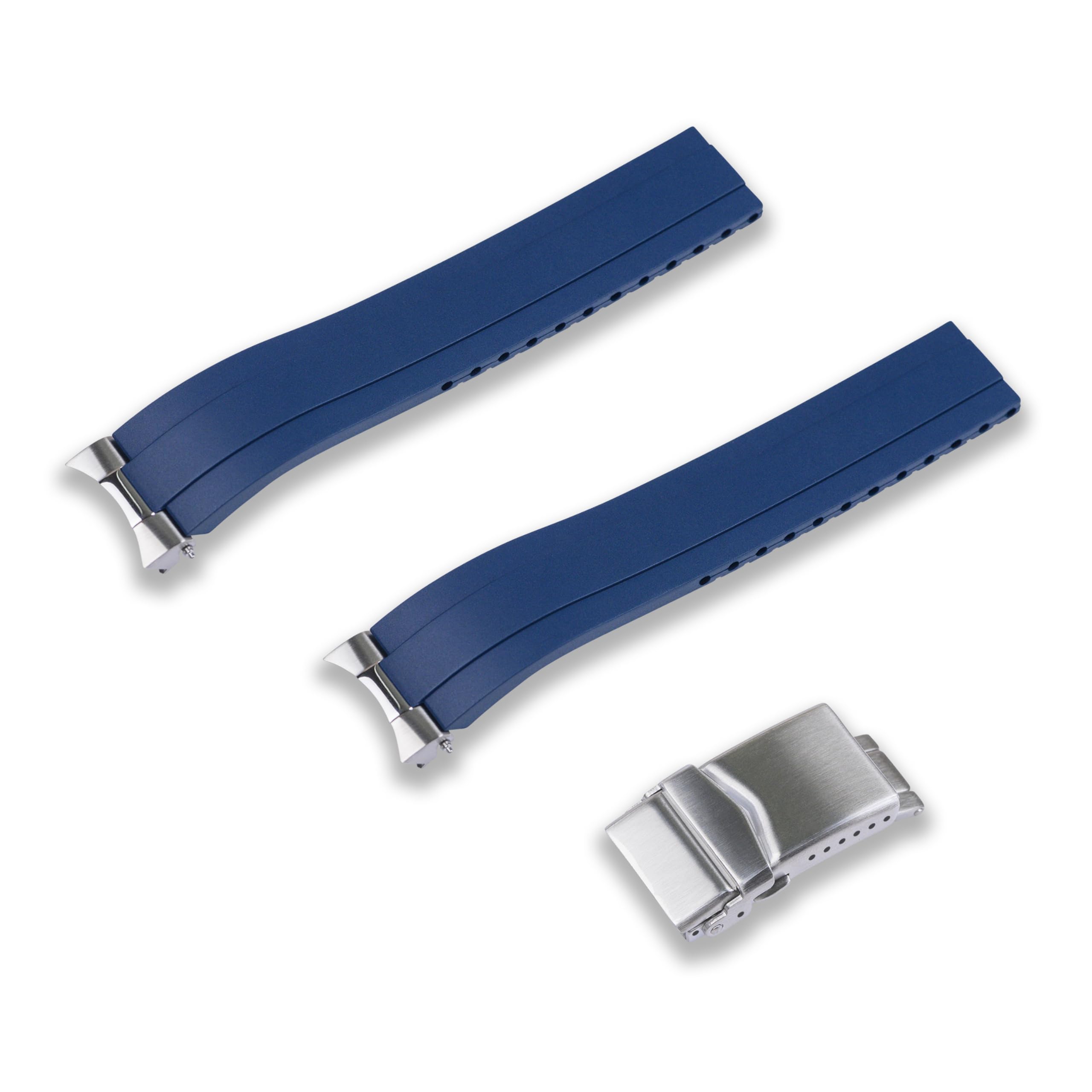 Photo 1 of Crafter Blue FKM Rubber Watch Strap - 20mm Blue, Fits Seiko Alpinist