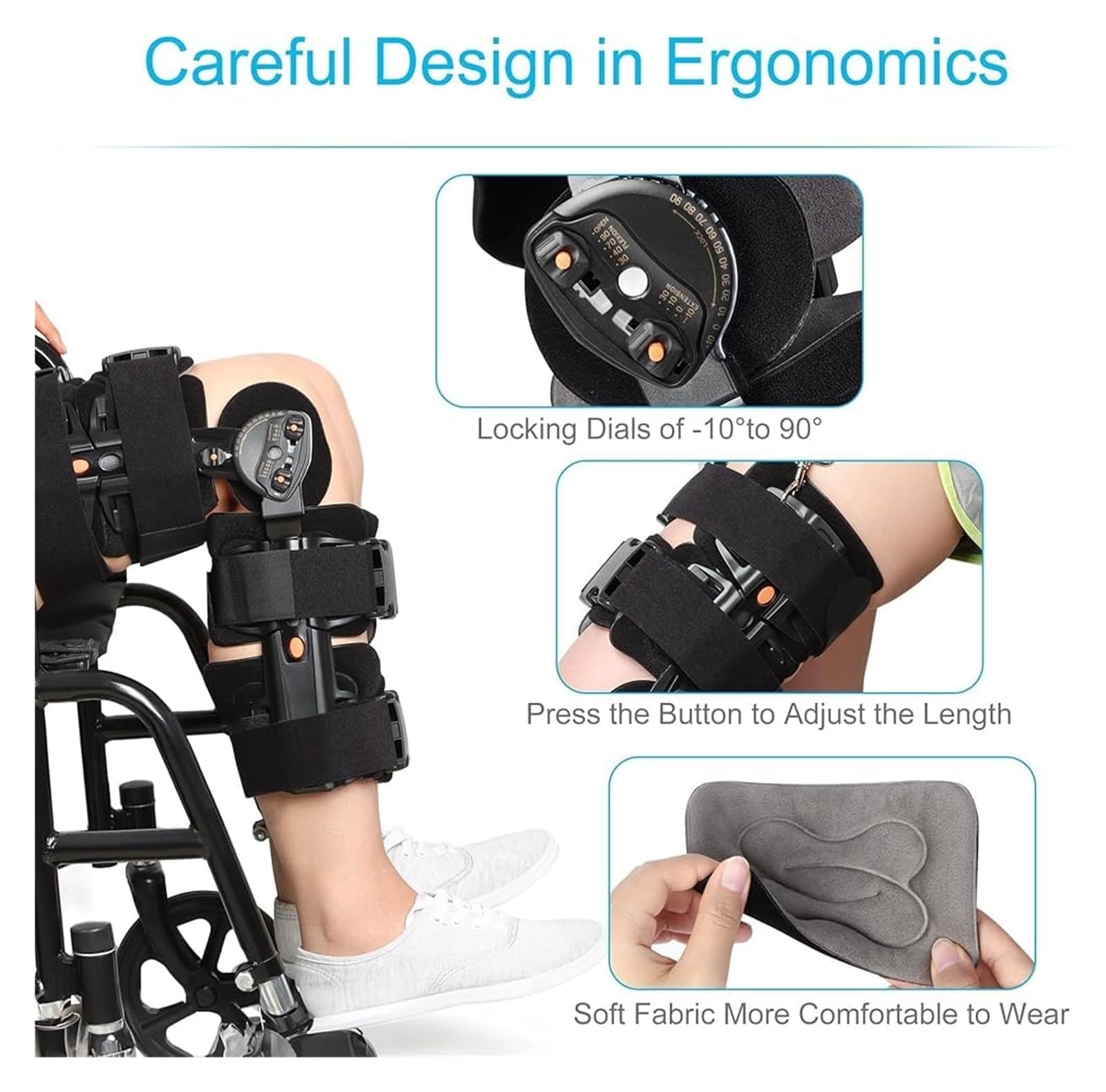 Rodillera Bisagras，Poste OP Inmovilizador Rodilla - Soporte para Lesiones de LCA/LCP, Menisco, Artrosis y Postoperatorio - Estabilizador Deportivo Unisex