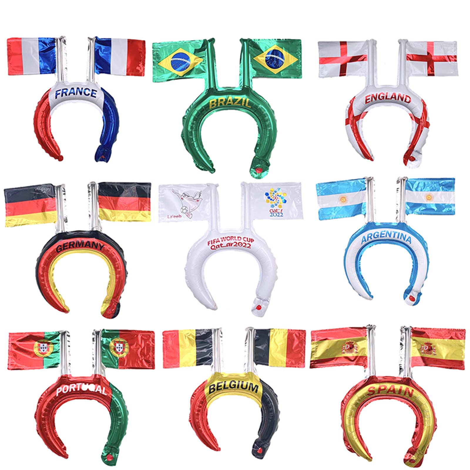 10pcs England Inflatable Balloon Headbands Flags - England Flag - Mini Headbands Flag Headbands Flag Stick Flag Round Top National Country Flags for Royal Event Party - Image 3