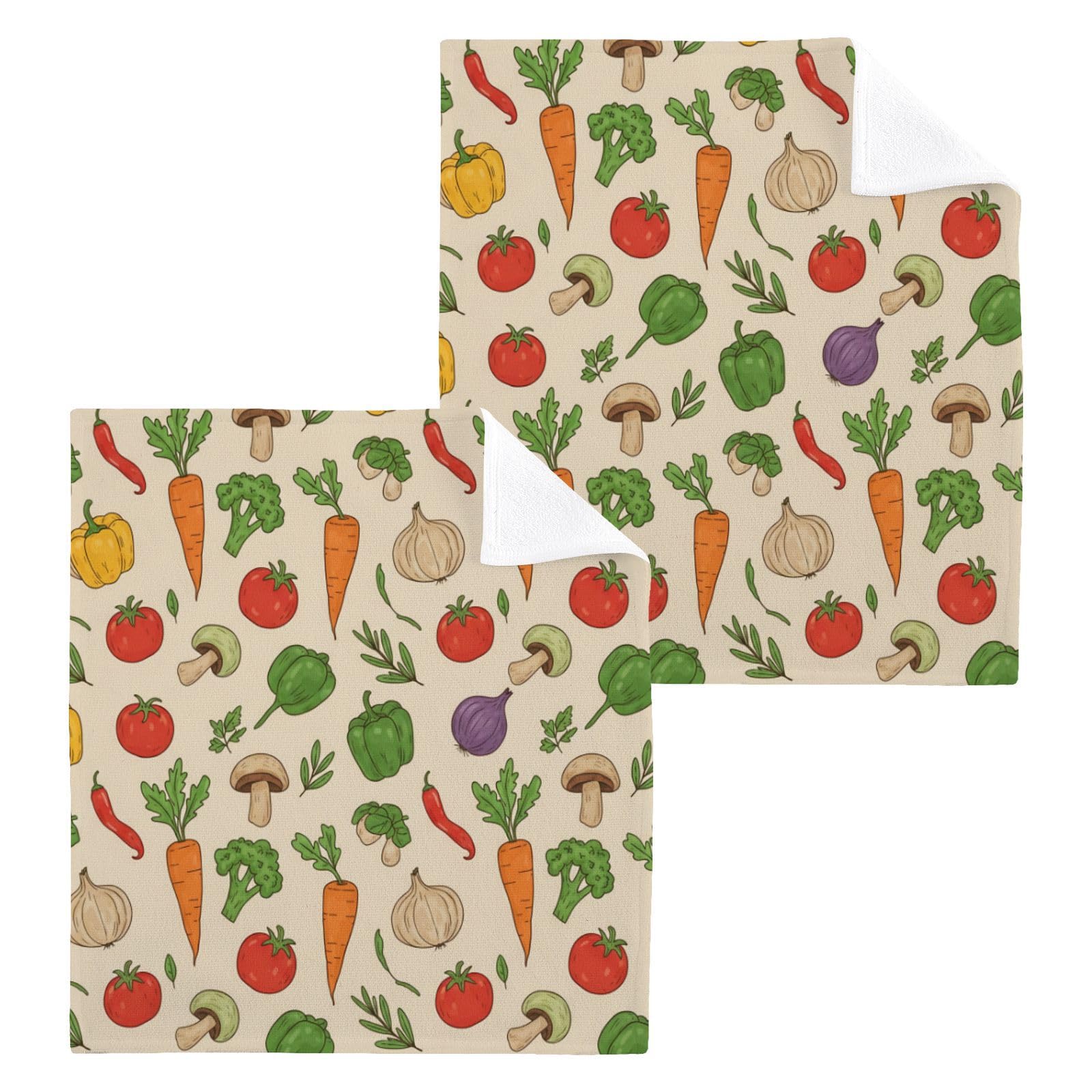 BOESI Veggie 12x12in Cotton Washcloth,Soft Absorbent Face Towel