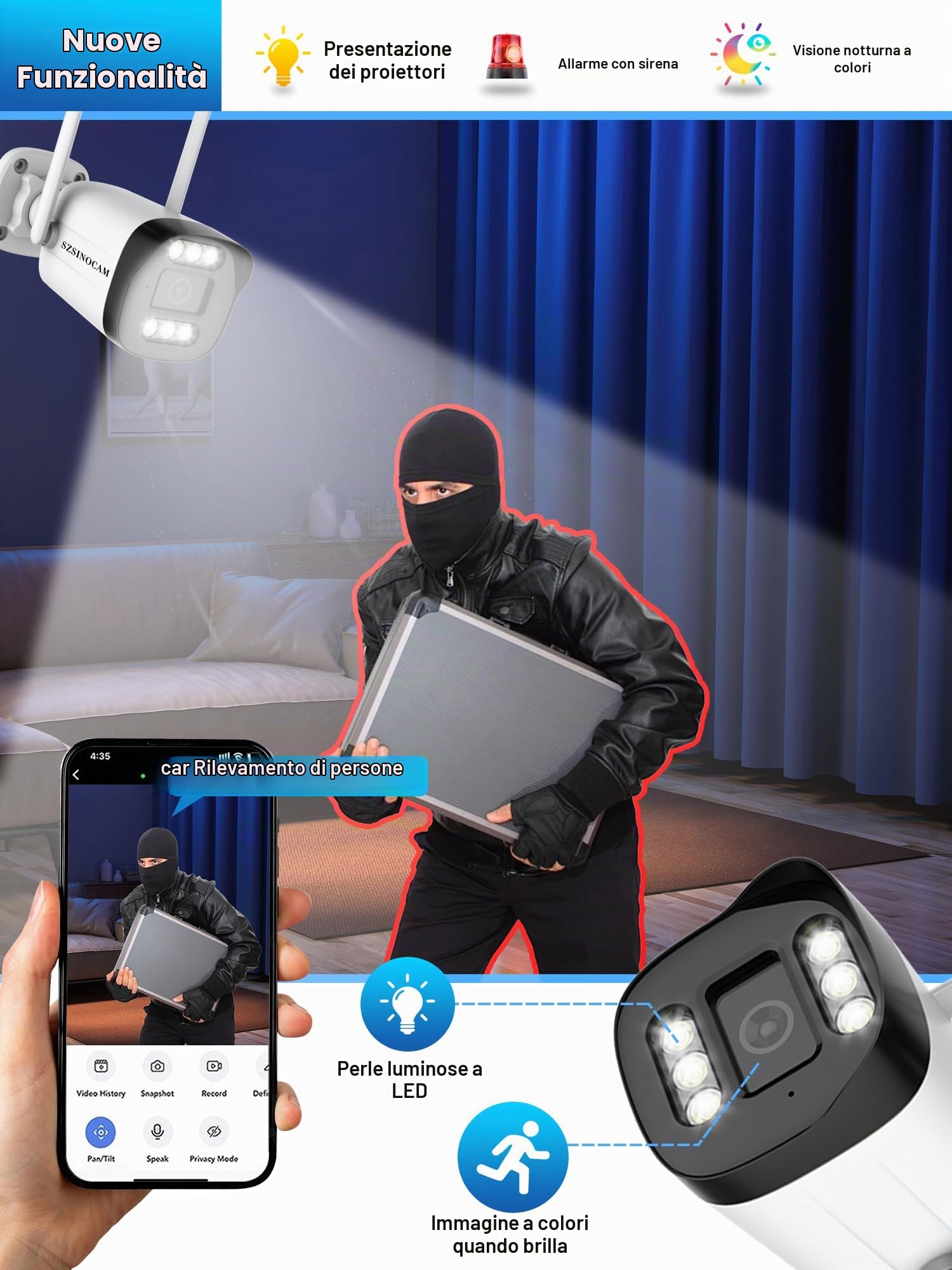 Kit Telecamera di Sorveglianza WiFi Esterna, 1920P 8CH NVR e 4Pcs HD Videosorveglianza con Audio Bidirezionale, Rilevamento di Movimento e di Viso, Visione Notturna, Allarme E-Mail, 24/7, IP66