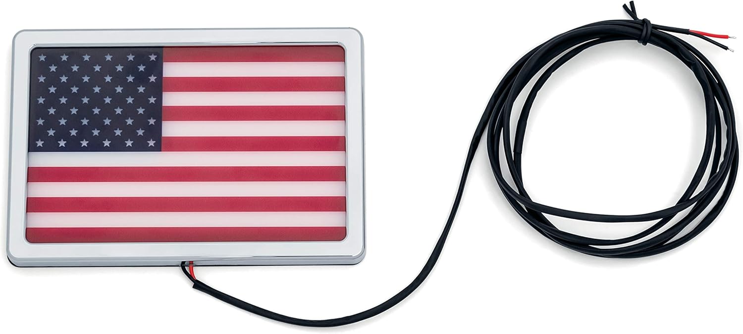 Kuryakyn 2892 Motorcycle Lighting Accessory: Freedom Flag LED Light Kit, 4" x 6", Black