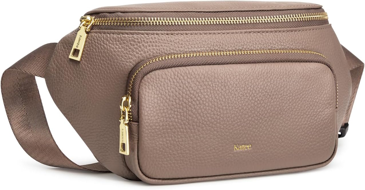 Kattee Fanny Packs for Women, Leather Crossbody Bags for Women Trendy, Small Belt Bag,Fashion Waist Packs with RFID Blocking, Khaki - Image 8
