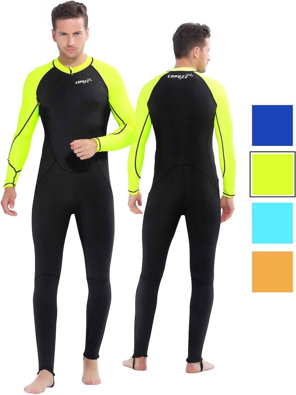 copozzCOPOZZ Diving Skin, Men Women Youth Thin Wetsuit Rash Guard- Full Body UV Protection - for Diving Snorkeling Surfing Spearfishing Sport Skin (Black/Green, XX-Large for Men)