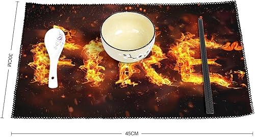 Miniatura 2 de Funny Fire Placemats Set of 6 Resistant Table Mats Washable Place Mats for Dinner Party Table Decoration