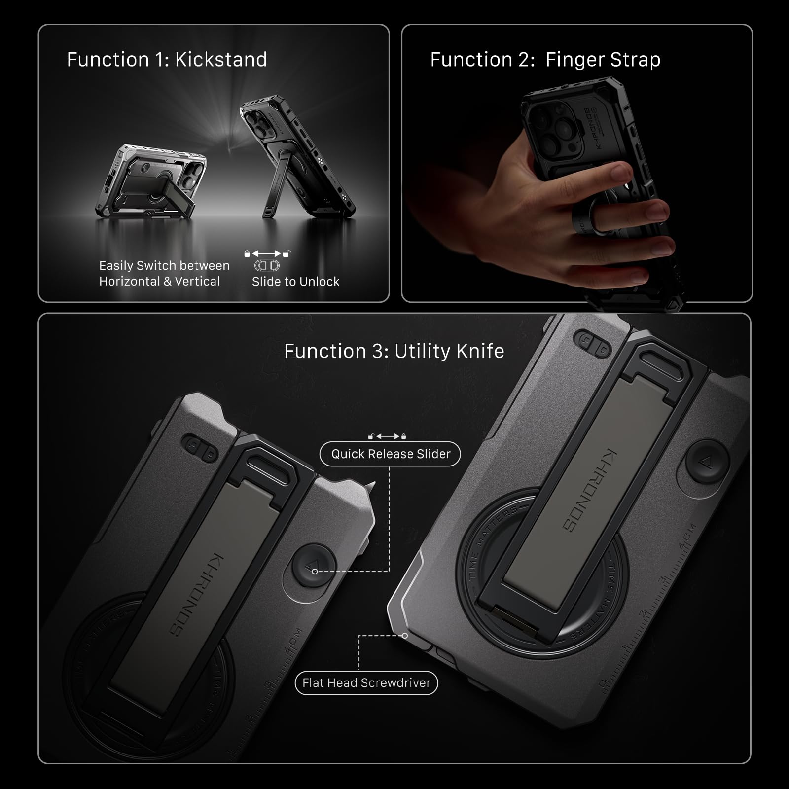 Tilta Khronos TK-IP16-PMA-SG Cage de téléphone compatible avec iPhone 16 Pro Max avec poignée Focus PD, plateau de filtre à dégagement rapide et kit portable de filtre FSND magnétique – Gris sidéral