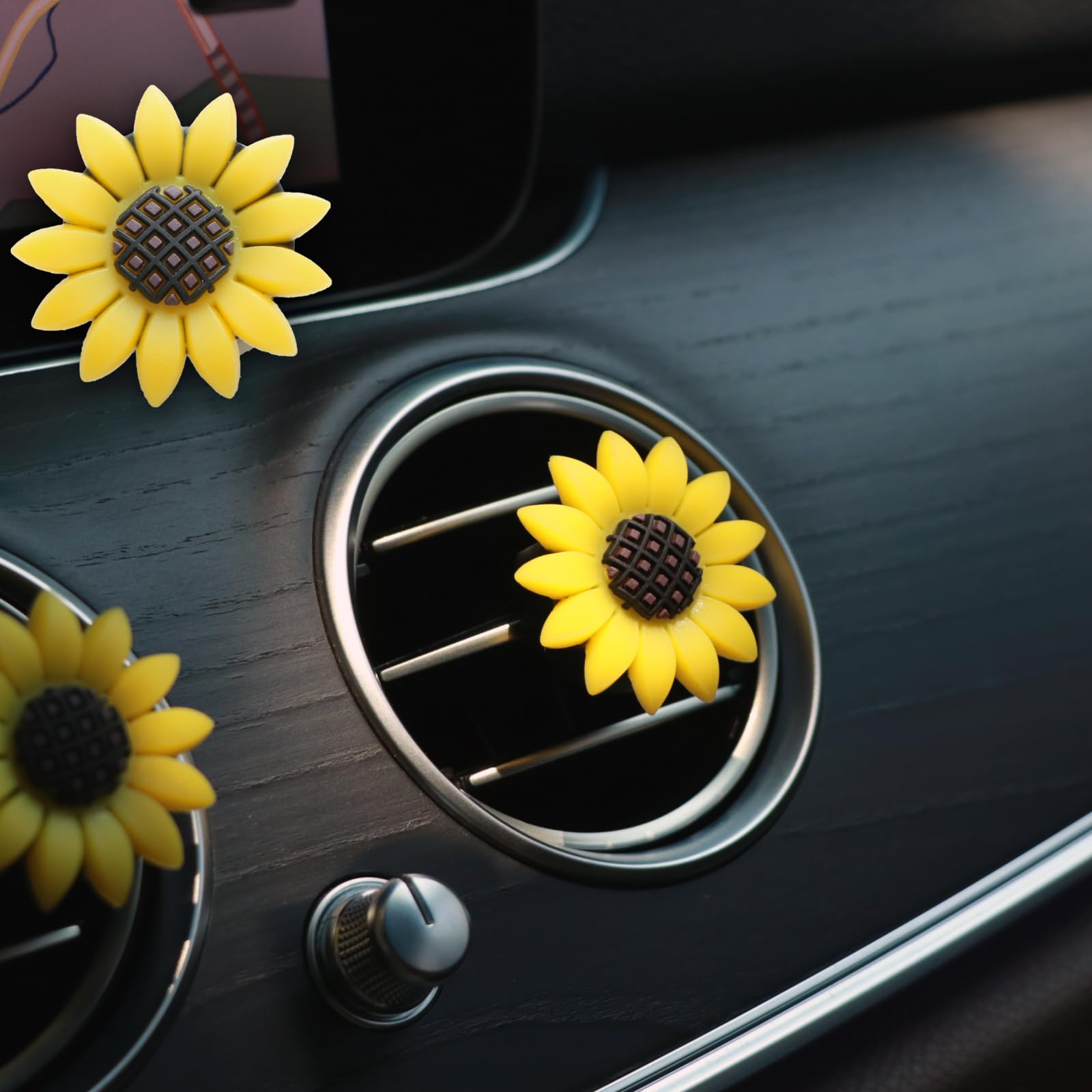 Air Vent Clip Sunflower Air Freshener Set Cute Sun Flower Car Accessories Gifts for Women 6pcs — view 3