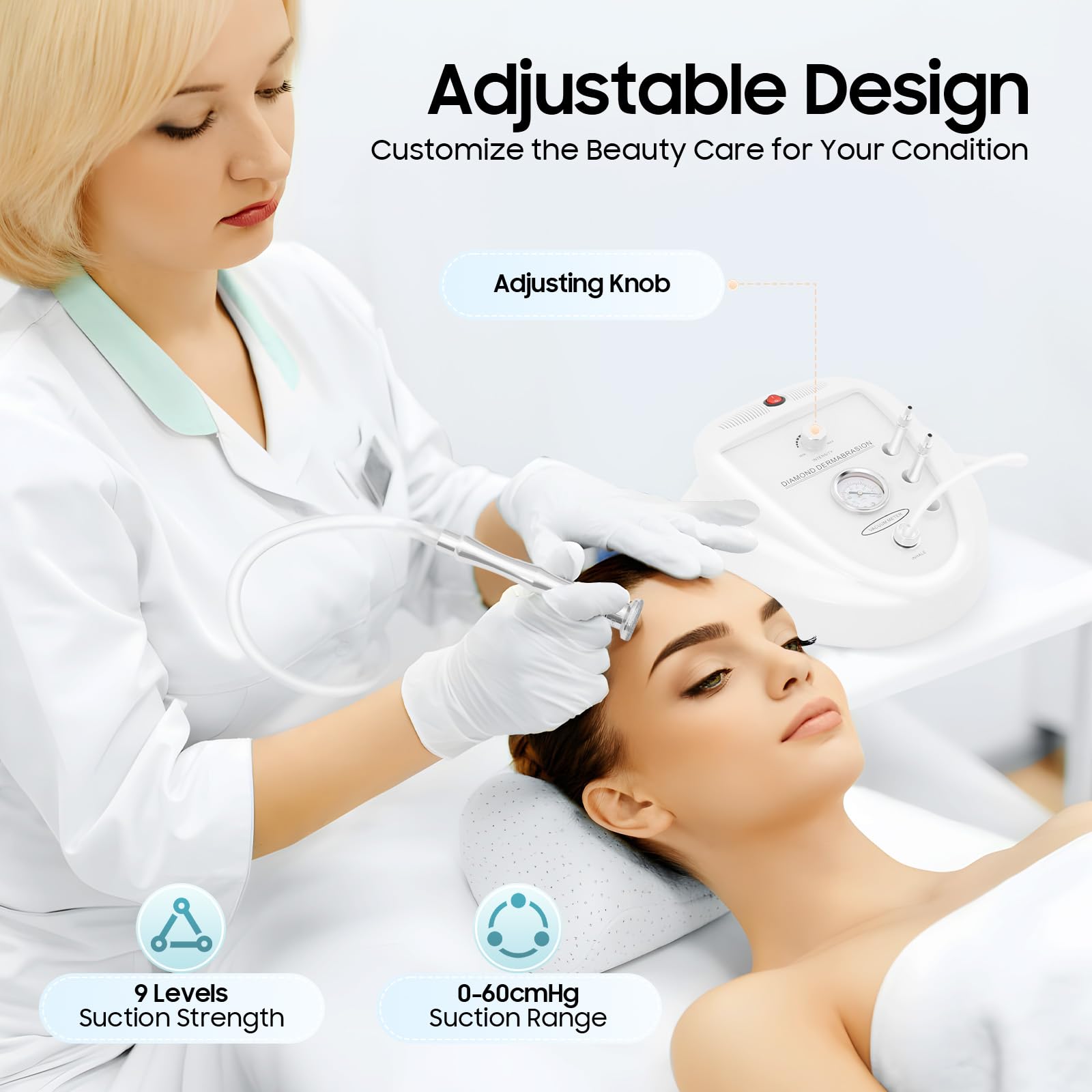 Diamentowa maszyna do dermabrazji 3 w 1 profesjonalne urządzenie do mikrodermabrazji pielęgnacja twarzy pielęgnacja skóry peeling twarzy maszyna do usuwania zmarszczek biała