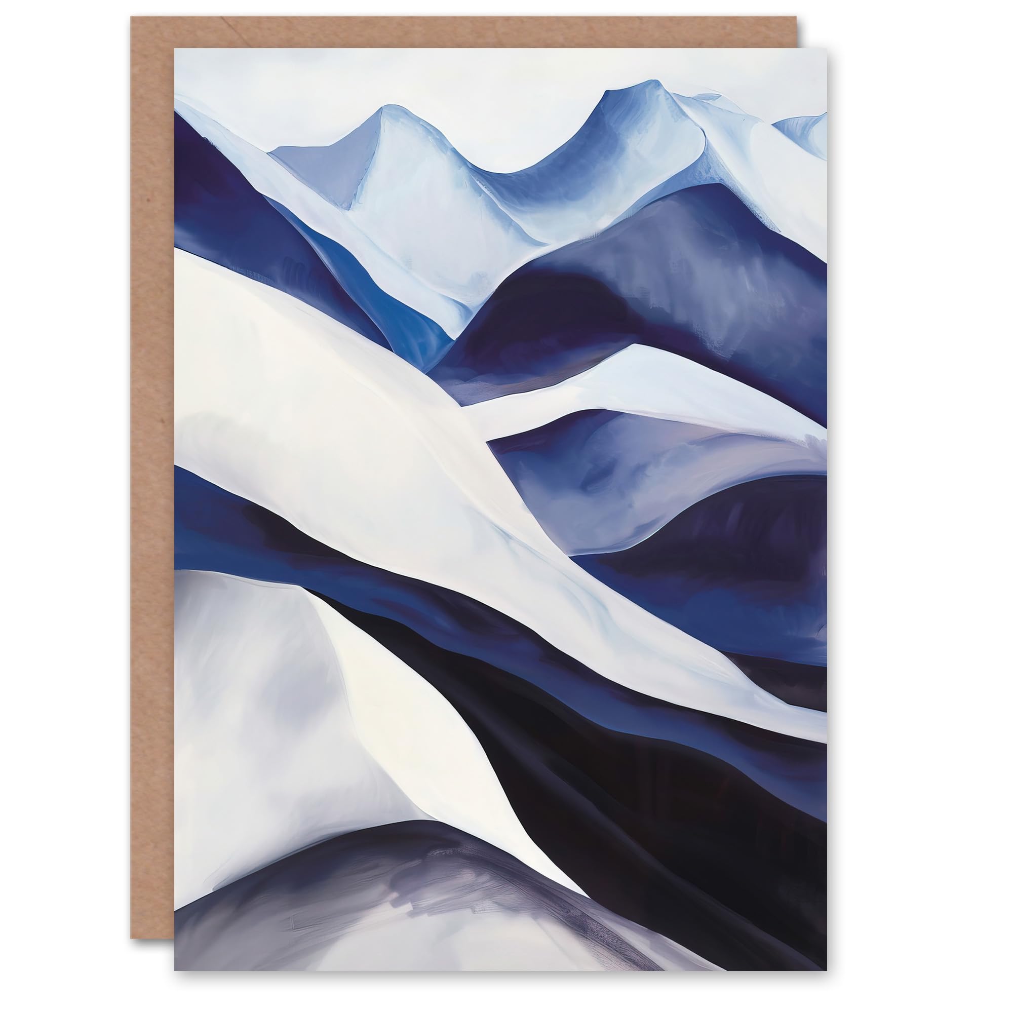 Artery8 Snowy Mountains Painting Simple Calm Landscape Greeting Birthday Card Him Her All Blank