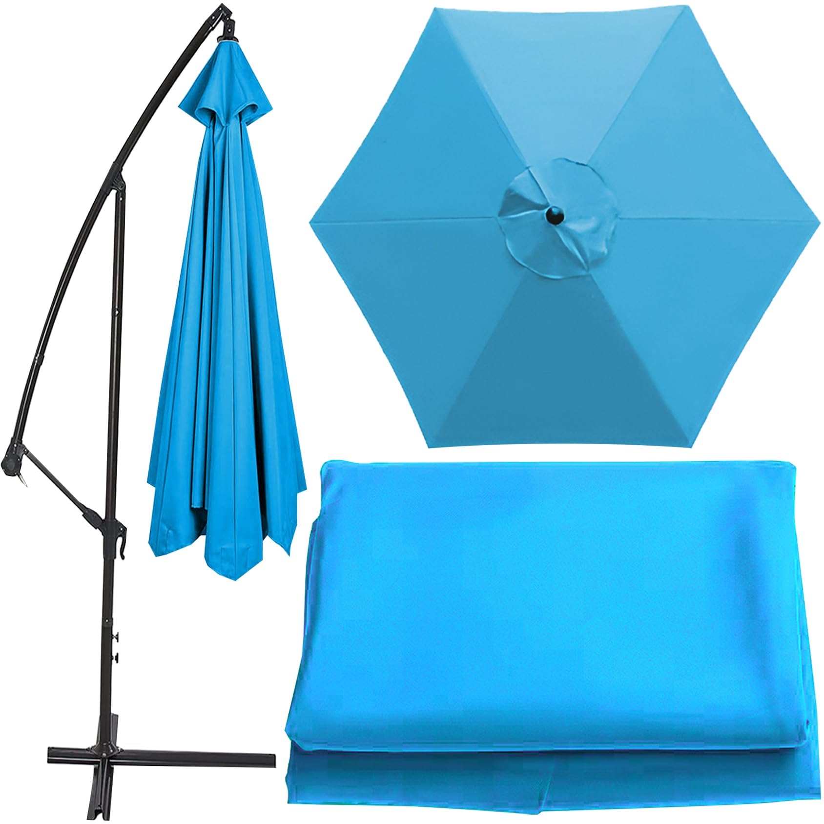 Universal Umbrella Replacement Cloth Parasol Umbrella Replacement Canopy Cover 200cm/270cm/300cm+6 Arms/8 Arms Replacement Parasol Fabric Cover For Garden Umbrella(Color:Lake blue,Size:270cm(8.8ft)-8