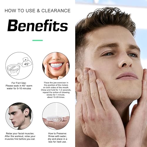 Miniatura 4 de Ejercitador de mandíbula para mujeres, hombres, ejercitador de mandíbula, entrenador de mandíbula y moldeador de mandíbula, sin BPA, herramientas de