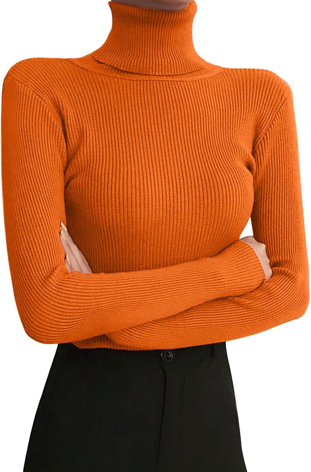 Pull à Col Roulé Pour Femme Automne Hiver Basique Sous-vêtement Pull En Tricot Thermique Manches Longues En Laine Pullover Femme Vintage Couleur Solide Pulls En Maille Col Montant Chandail Hauts