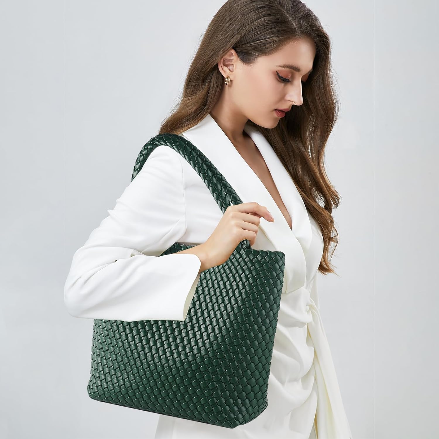 Hand Woven Bag Tote BagS For Women Top Handle Shoulder Vegan Leather Large Travel Beach Hobo Handbag