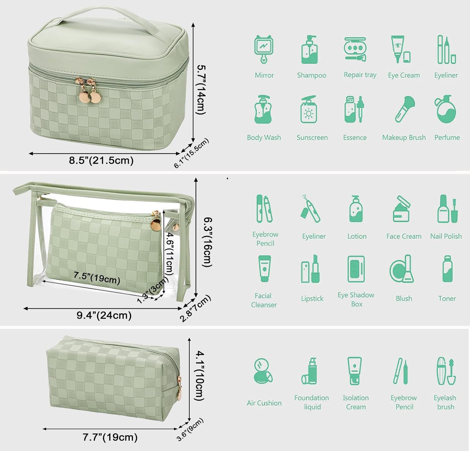 Makeup Bags set of 4 Waterproof Leather Portable Travel Cosmetic Bag Multifunction Organizer Storage for Makeup Brushes, Toiletries and Accessories Toiletry set for Women