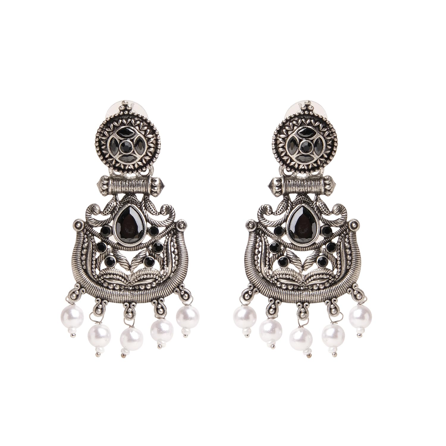 XPNSV Luxury Silver Chandbali Pearl Drop Earrings,Jewellery Gift Set for Women & Girls | Anti Tarnish, Light Weight, Diwali Special Jewellery for Women, Girls and Her (Black) (B0CLLNZTG8) Amazon Price History, Amazon Price Tracker